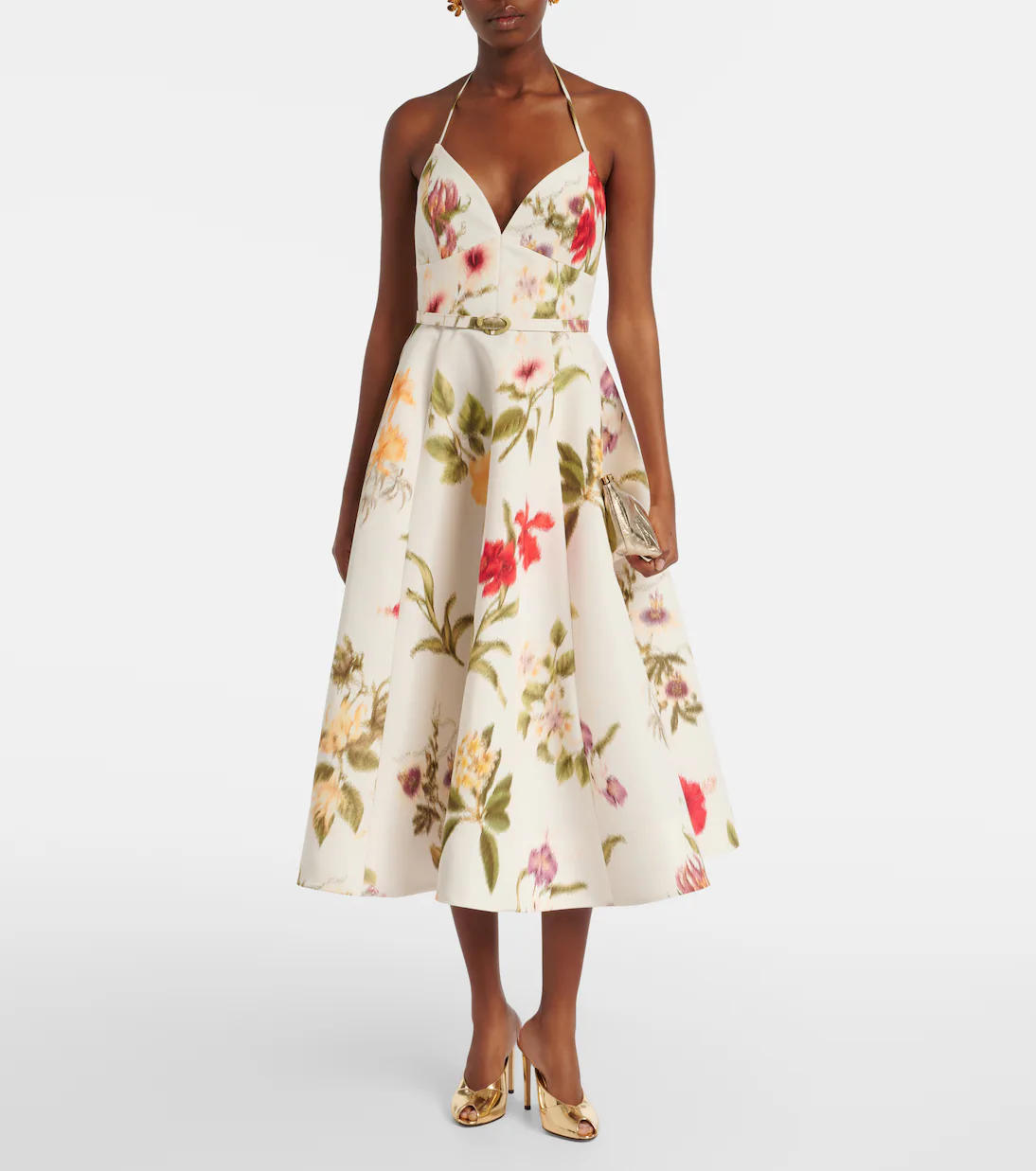 floral faille cocktail dress