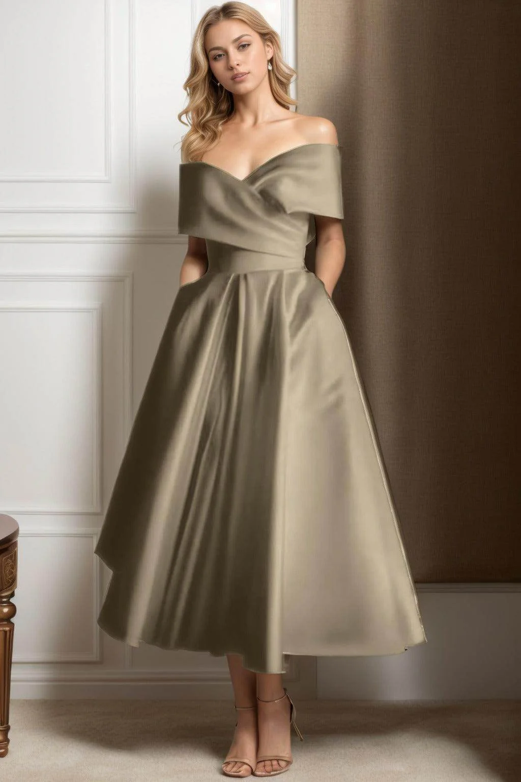 A-Line Ankle Length Satin Graduation Dresses CS0564