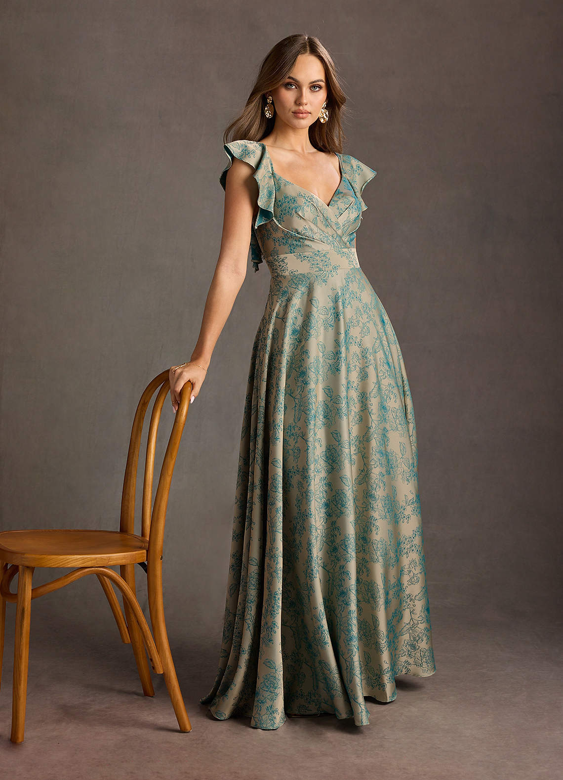 Leilani Platinum Teal Maxi Dress