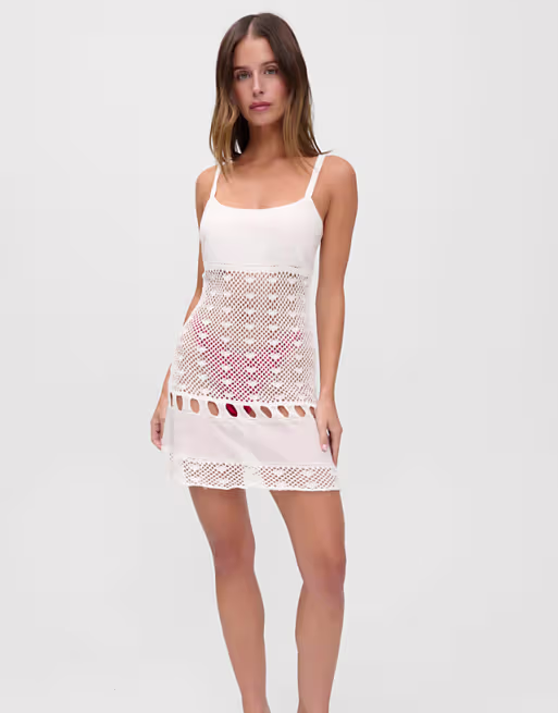Frankies Bikinis x Jennie Kim crochet mini dress in white
