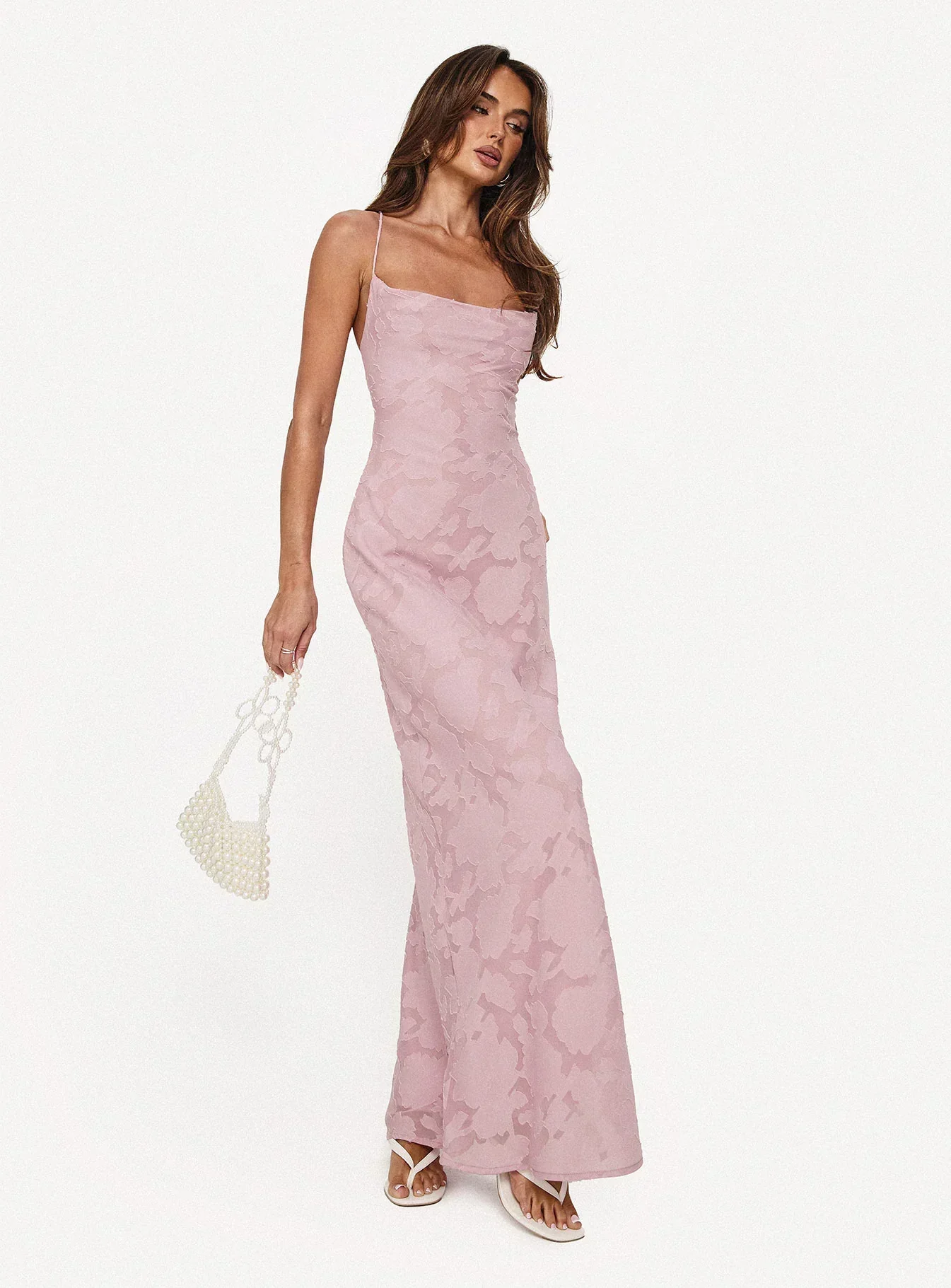Celena Maxi Dress Light Pink Burnout