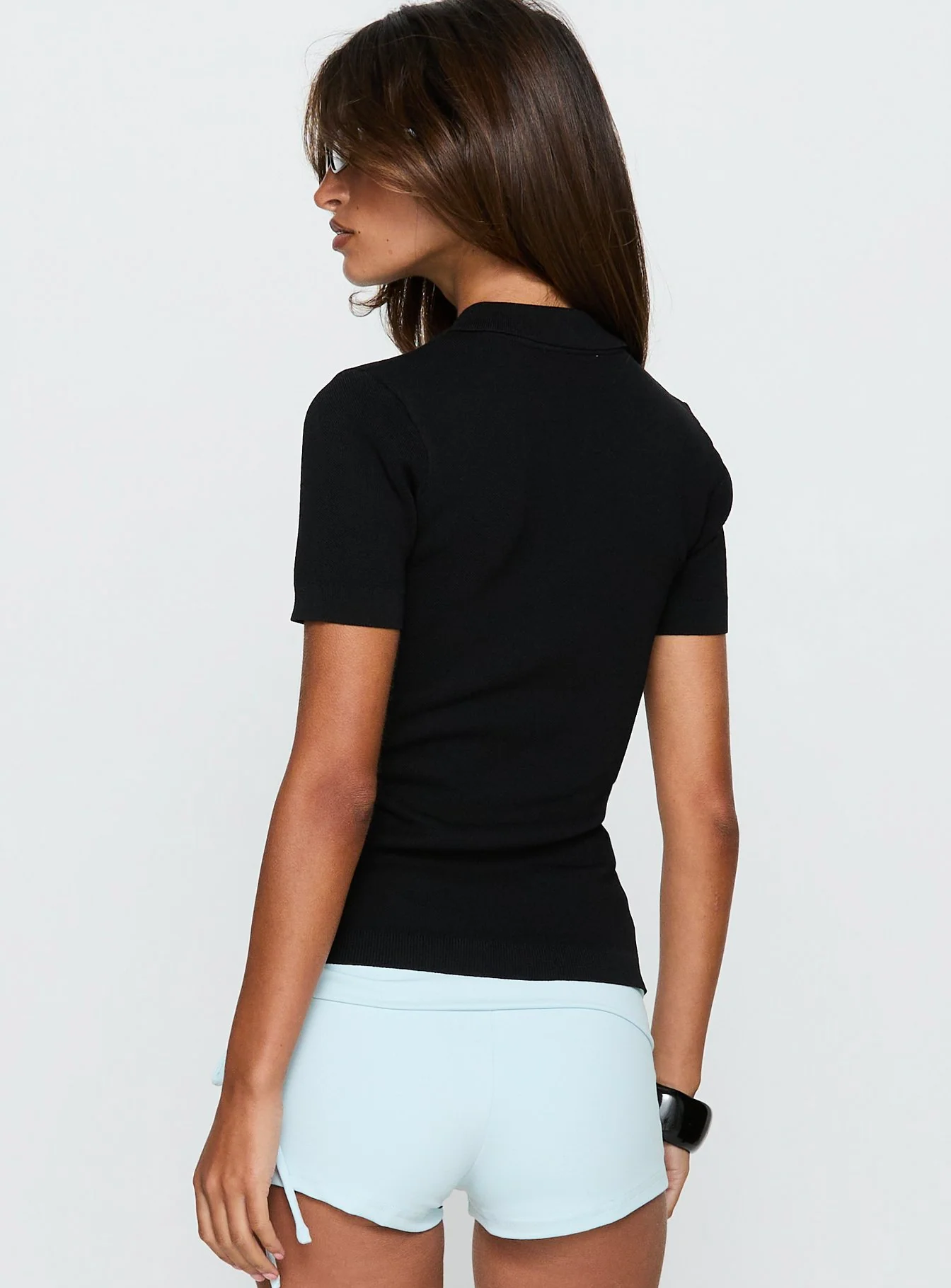 Happened One Night Keyhole Blouse Top Black
