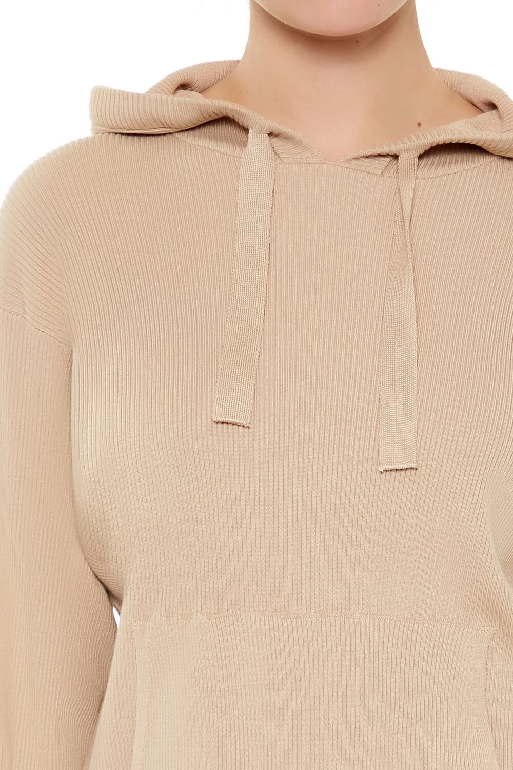 Sweater-Knit Drop-Sleeve Hoodie