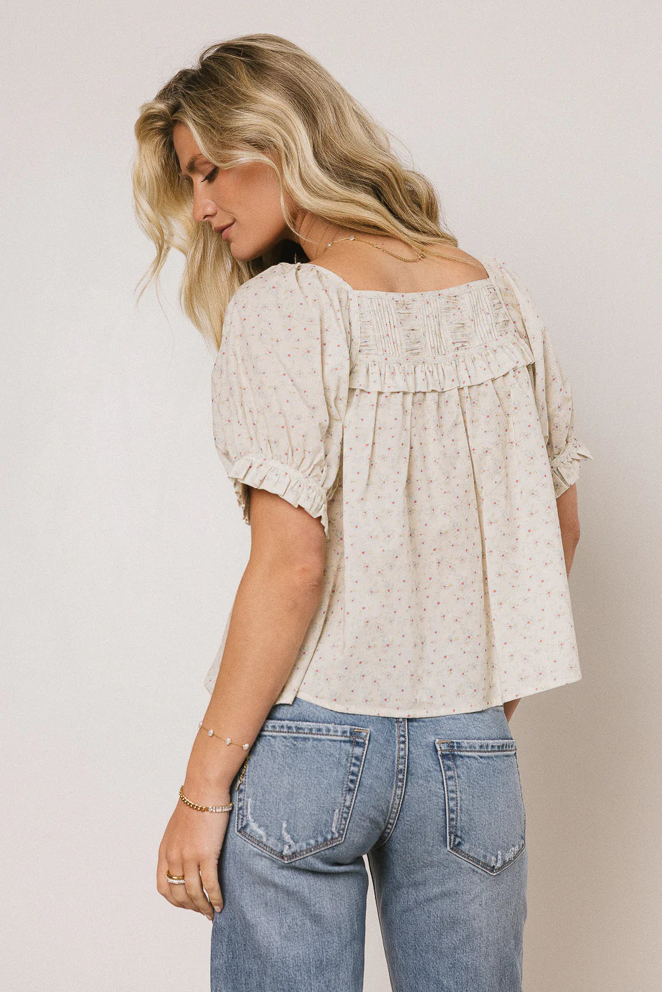 Tiffany Floral Blouse in Cream