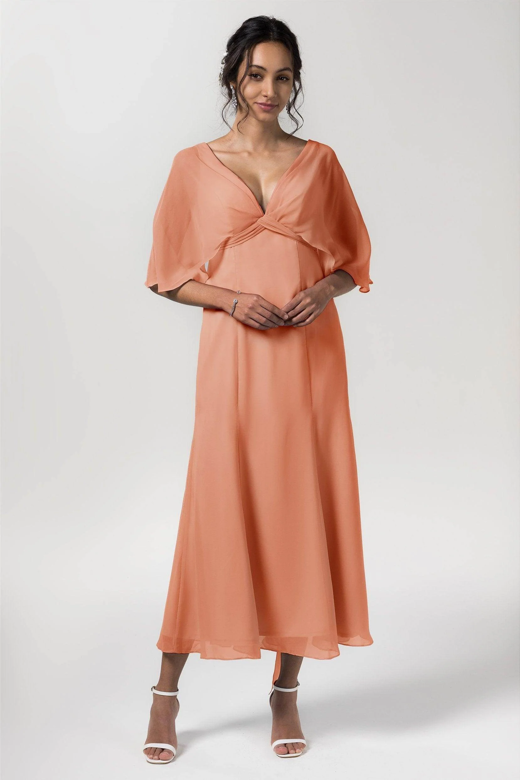 A-Line Tea Length Chiffon Bridesmaid Dress CB0553