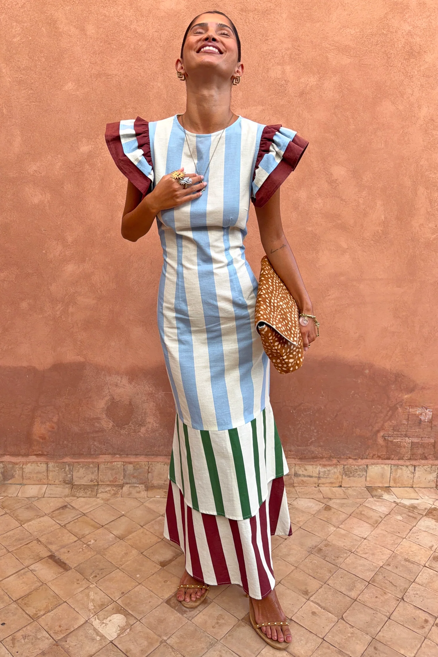 Blue Stripe Alena Midi Dress