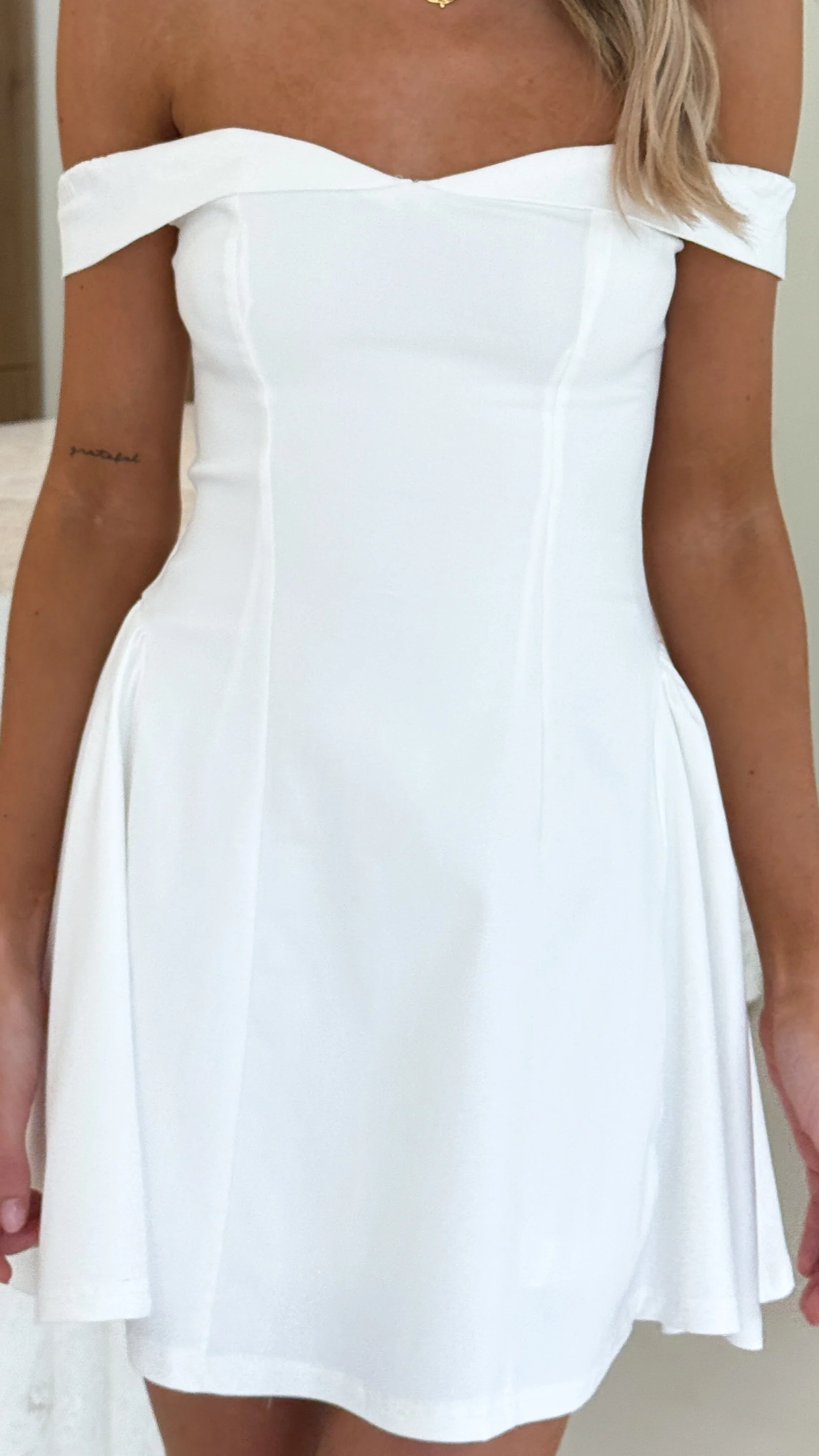 Allie Mini Dress - White - FASHION NOB