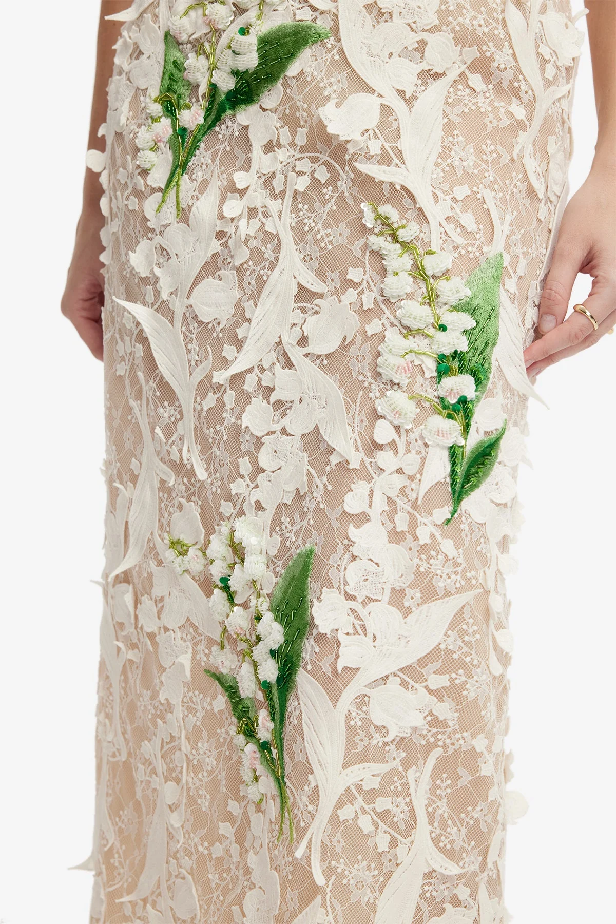 Kyra Embellished Lace Maxi Skirt - Snow Meadow