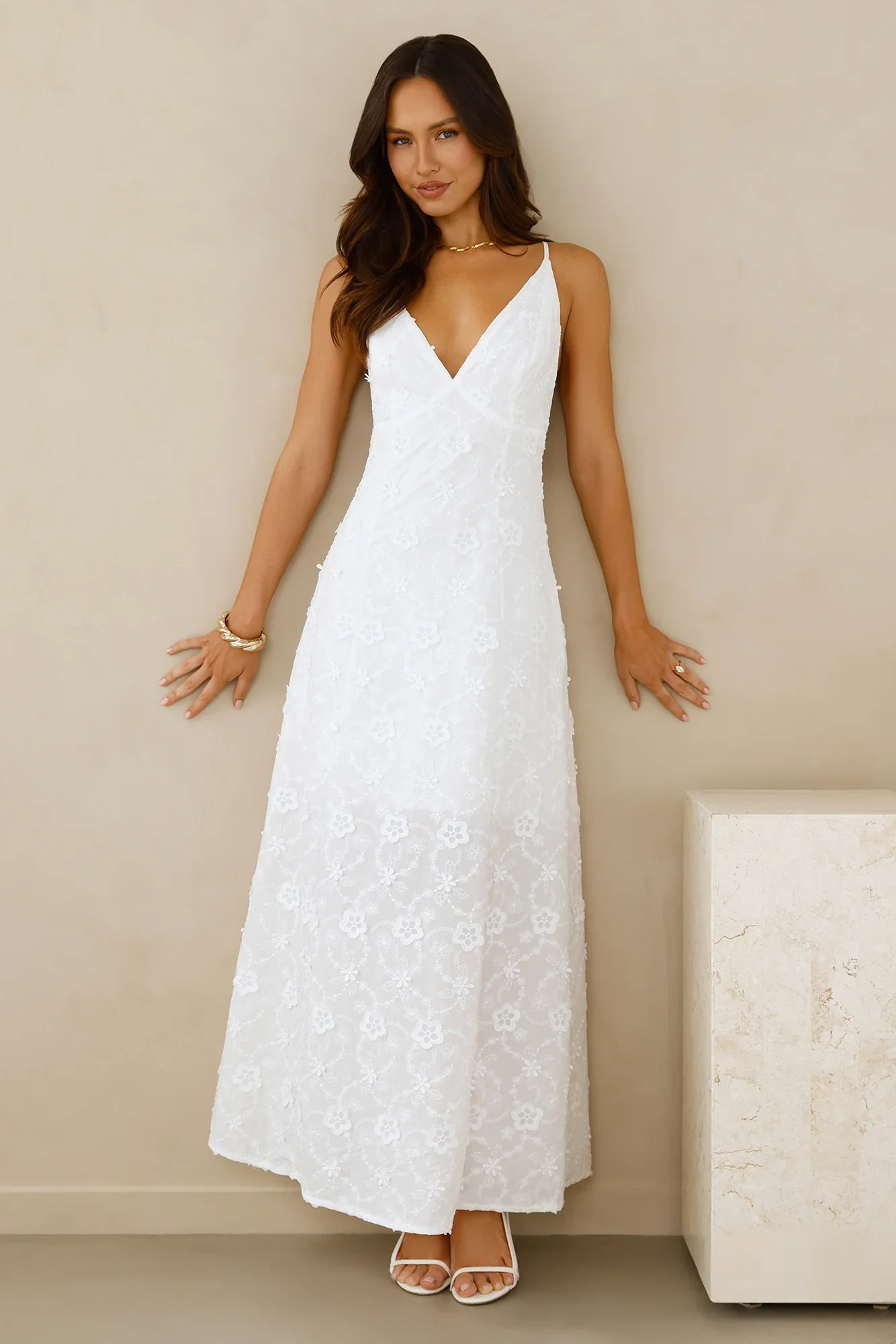 Soft Moonbeam Maxi Dress White