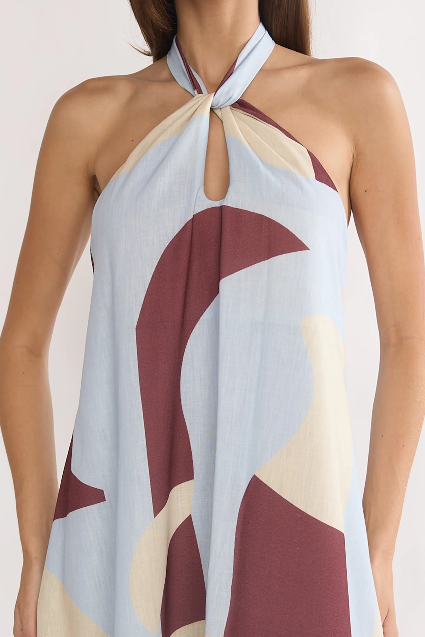 Mireille Backless Halter Maxi Dress Print Chocolate