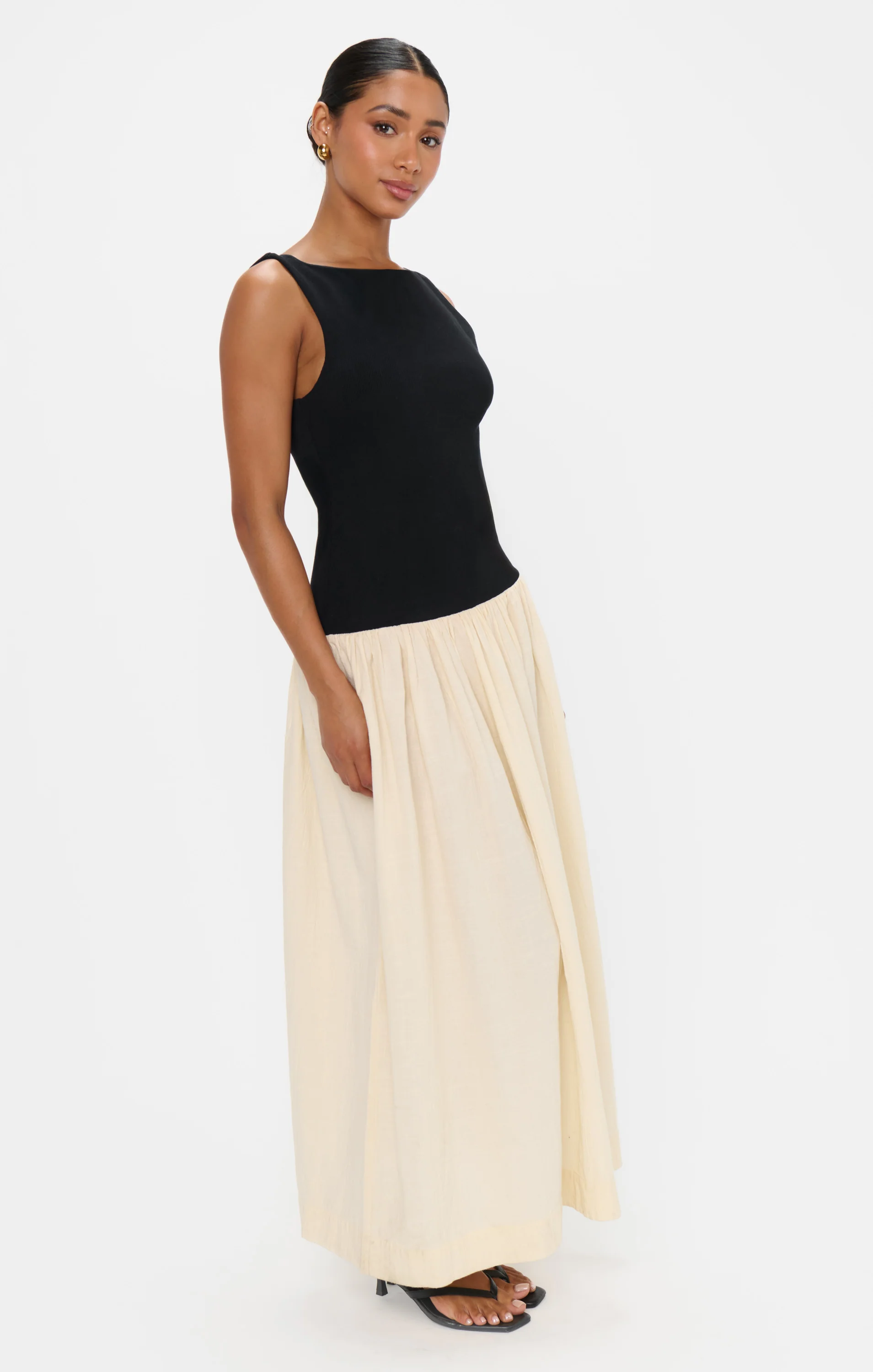 Luisa Maxi Dress ~ Black and Cream