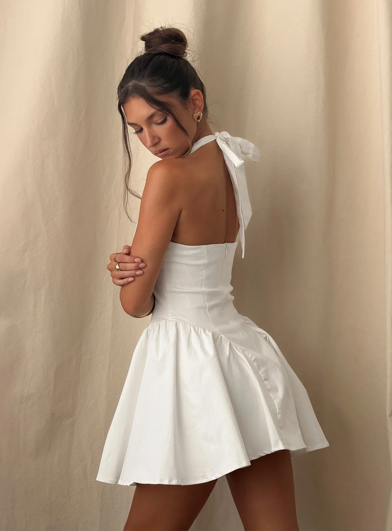 Karisse Halter Mini Dress White - luluinthesky