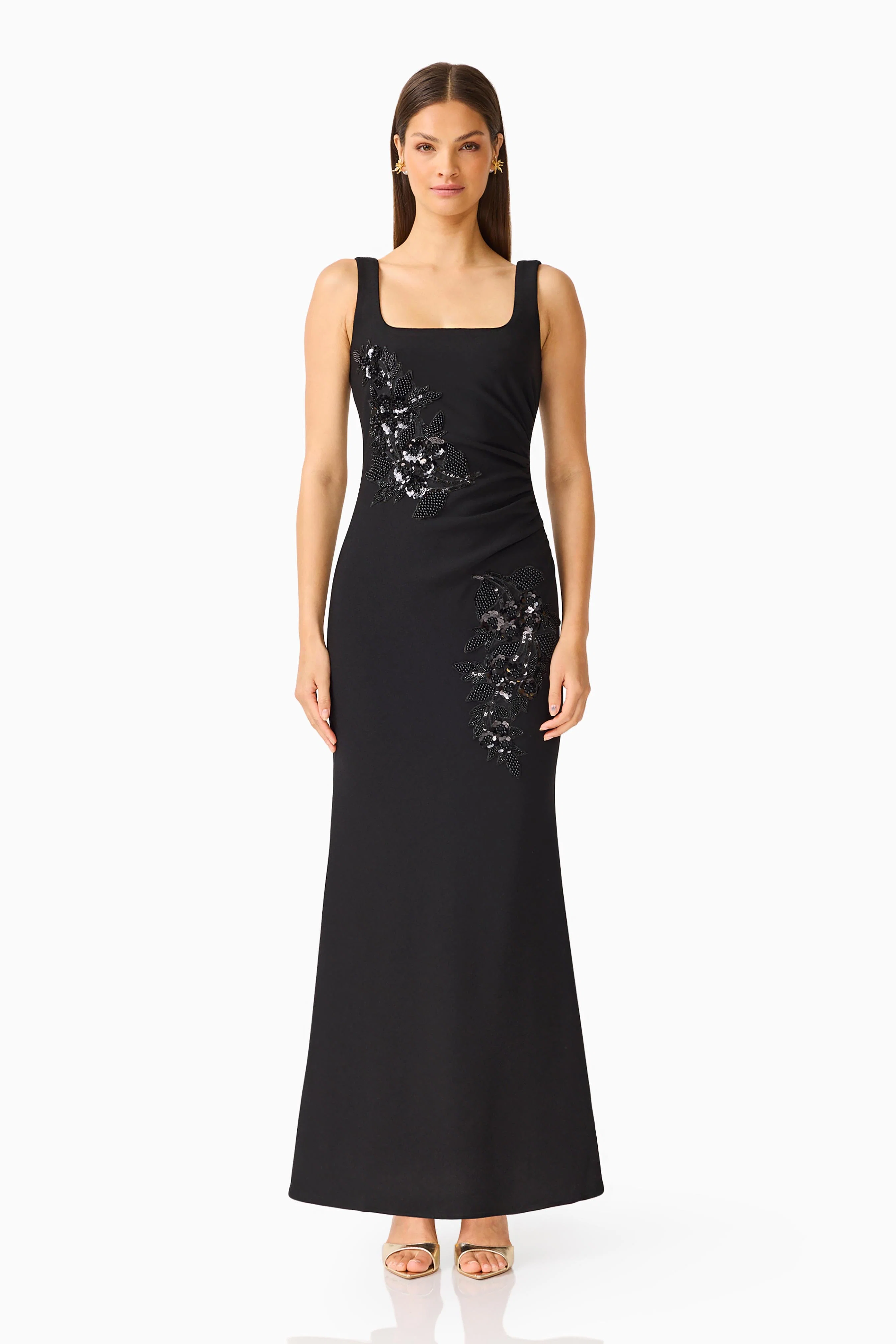 Odelia Beaded Maxi Dress in Black