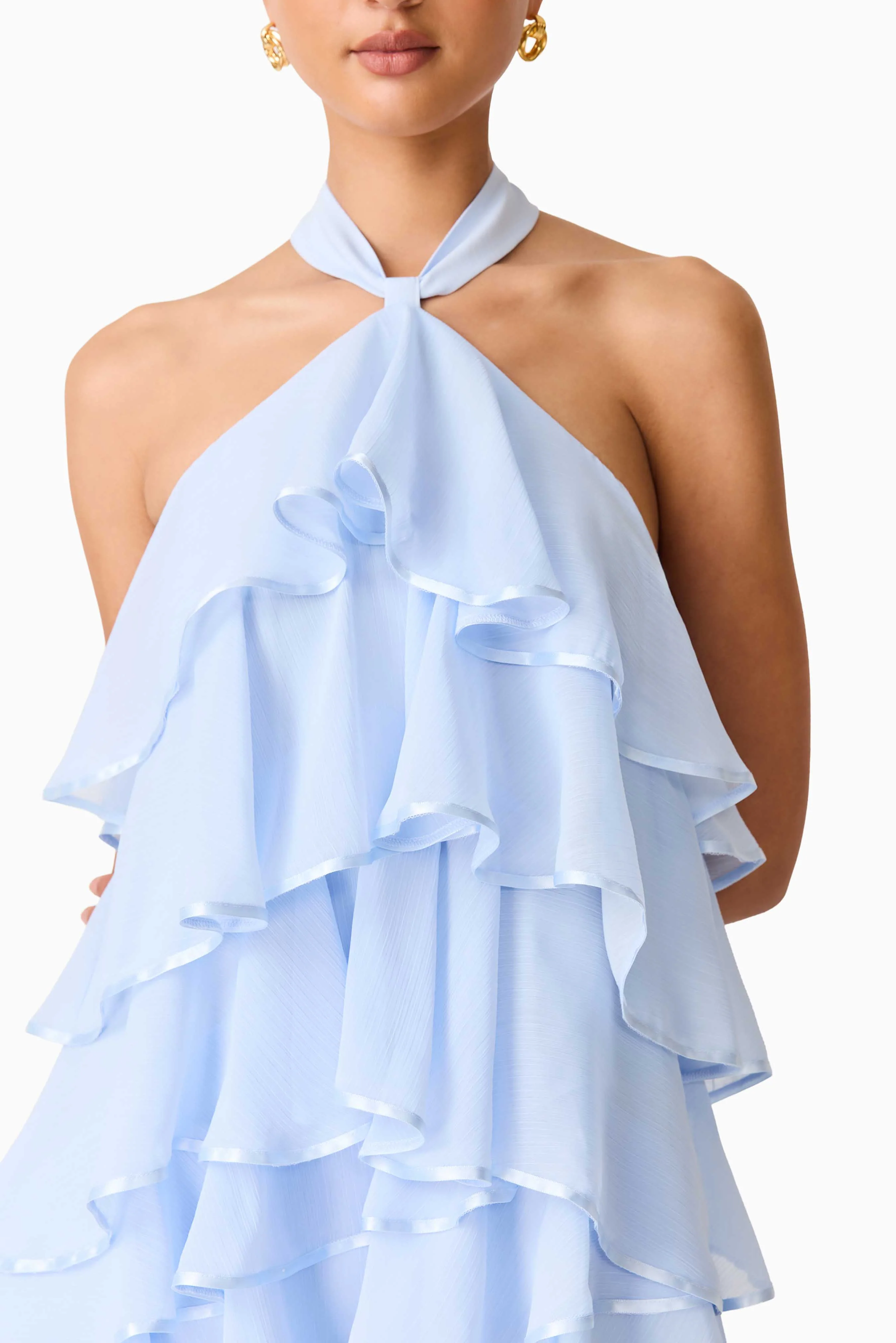 Eliane Halter Neck Maxi Dress in Blue