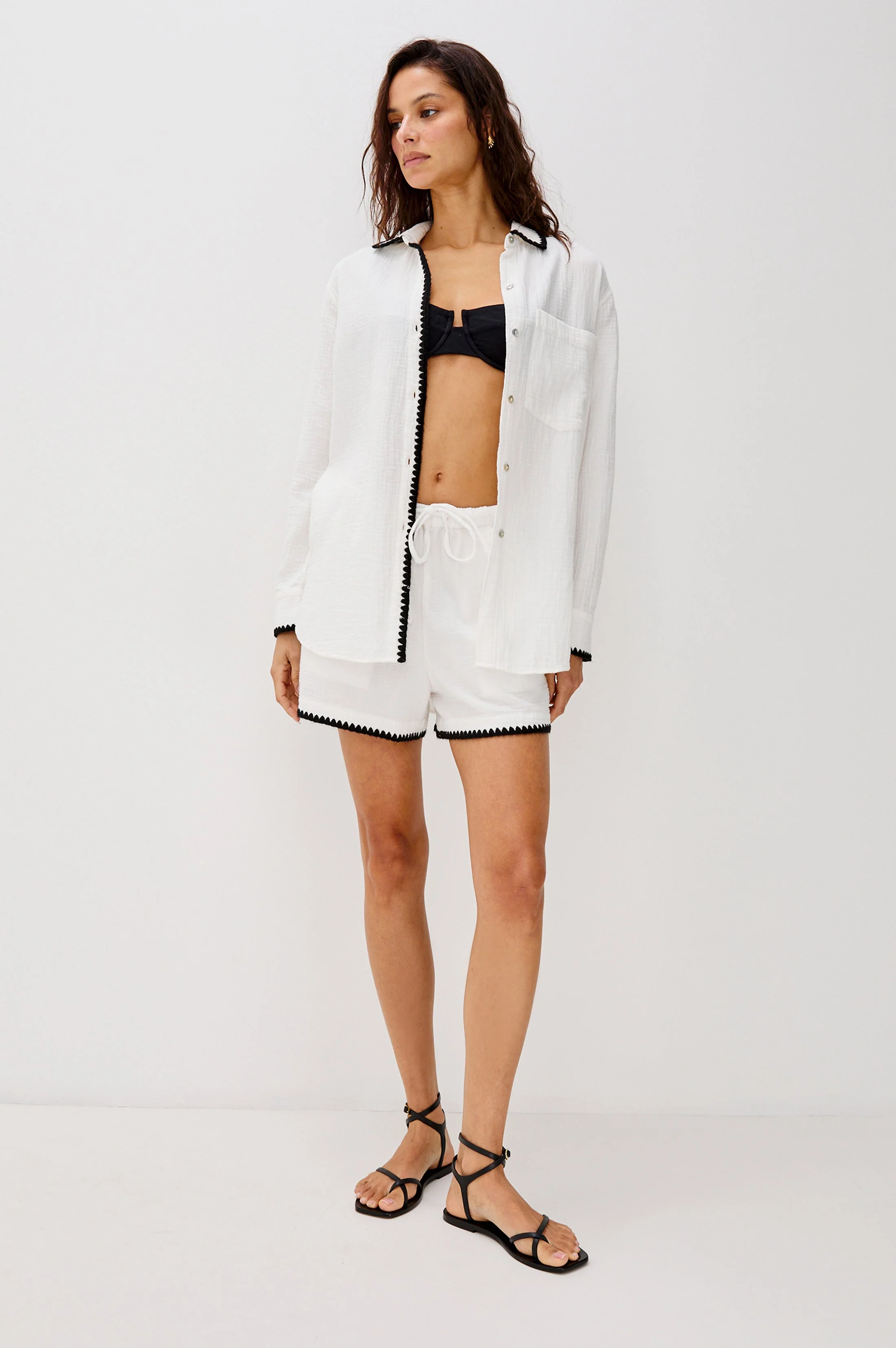 Rails X Lspace Idania Shirt - Black Blanket Stitch