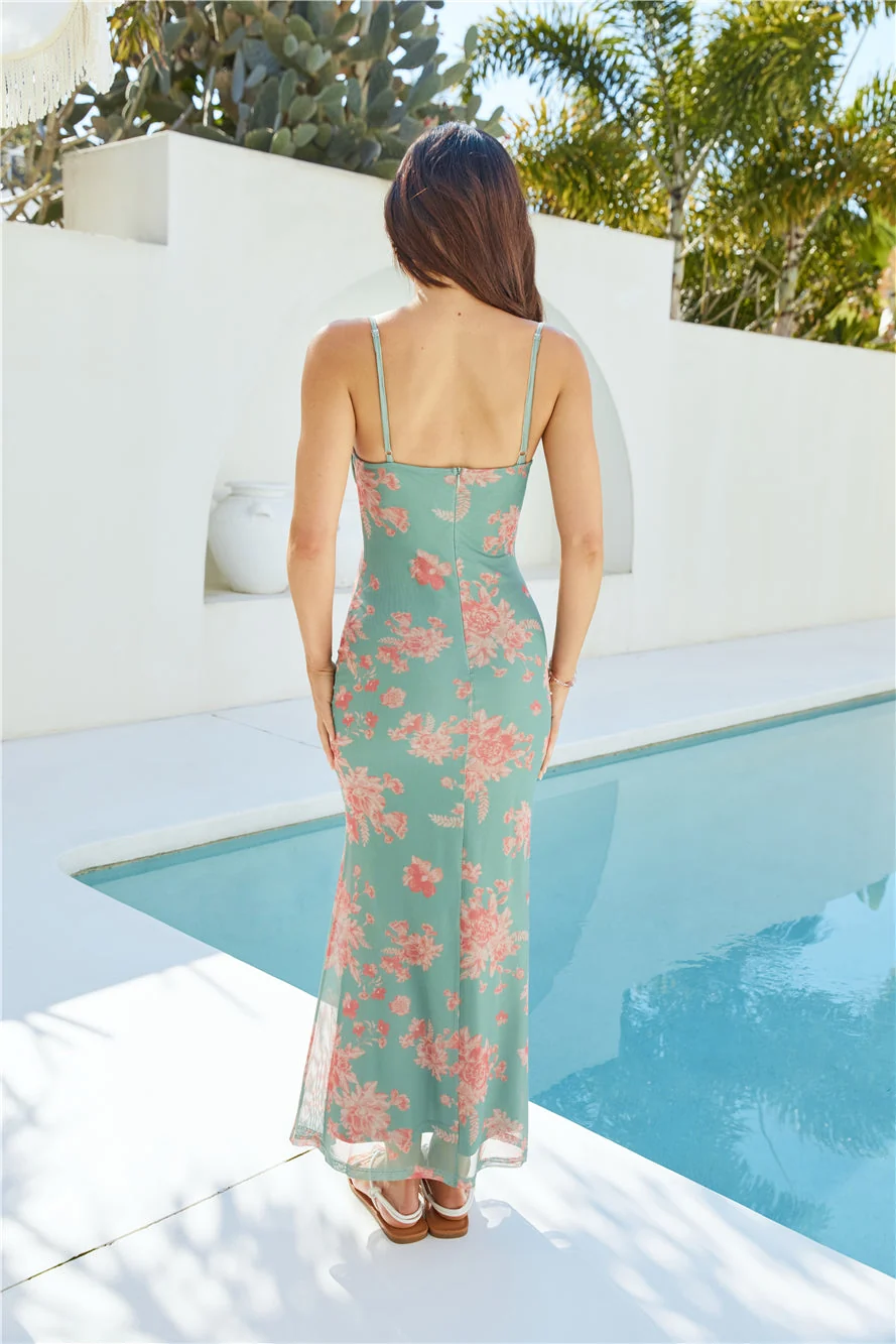 Summer Romance Mesh Maxi Dress Green