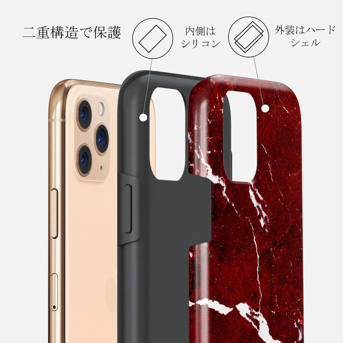 Iconic Red Ruby - Marble iPhone 11 Pro Max ケース