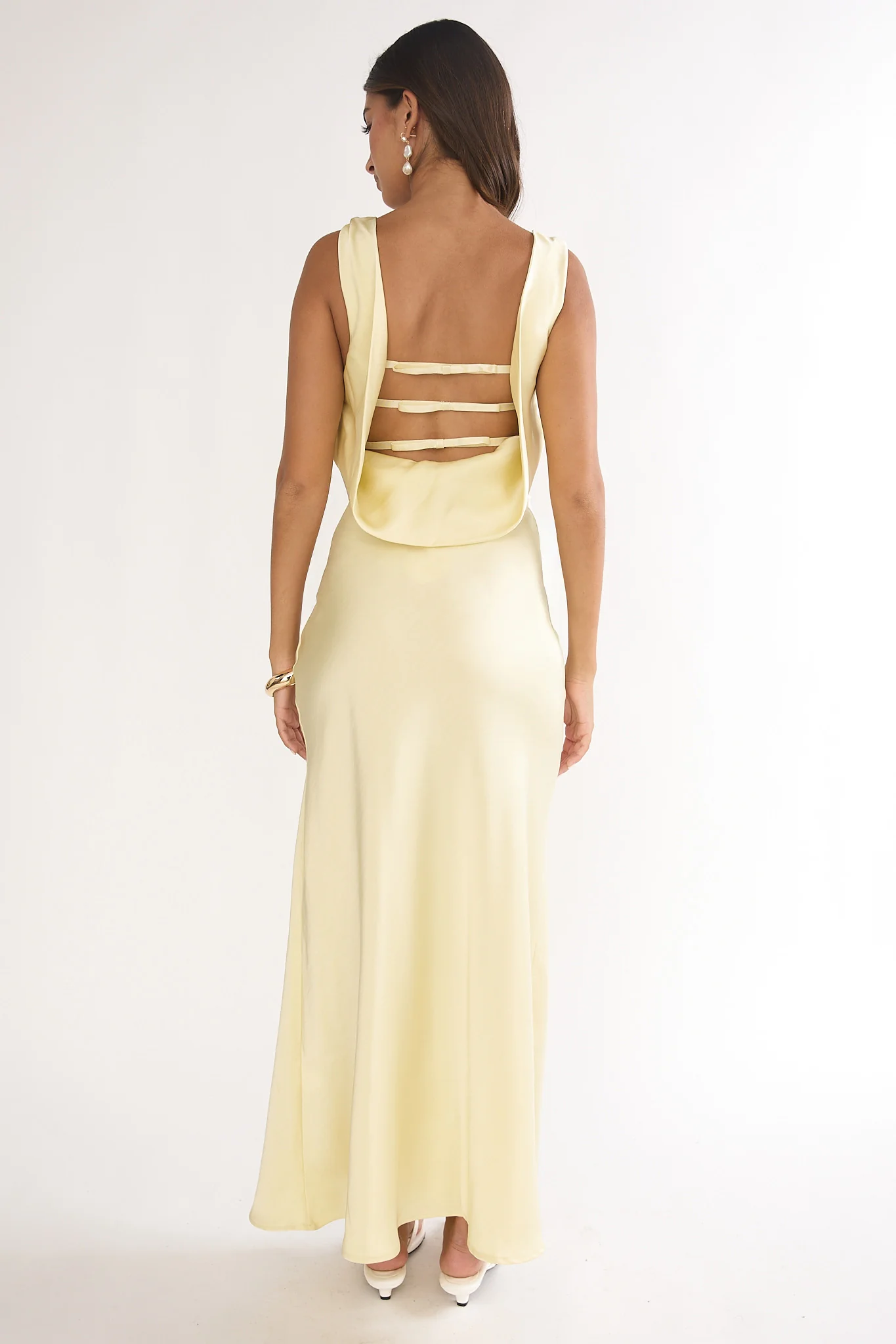 Limelight Luxe Triple Strap Back Maxi Dress Butter - luluinthesky