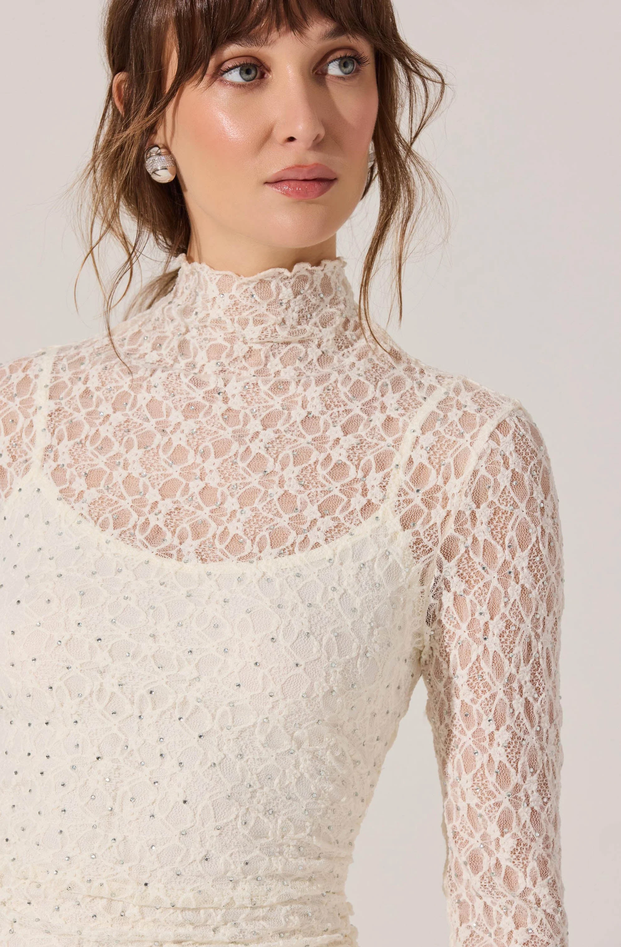 Kourtney Rhinestone Lace Mini Dress - luluinthesky