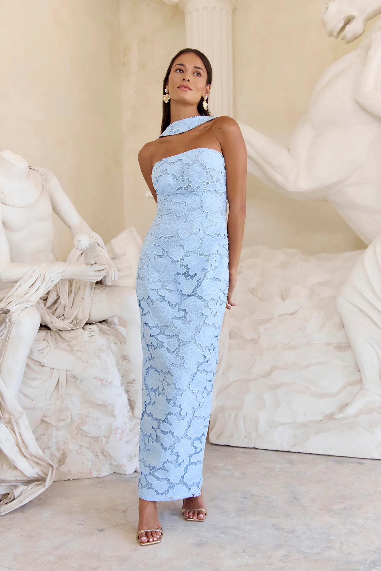 In Orbit Halter Maxi Dress Blue
