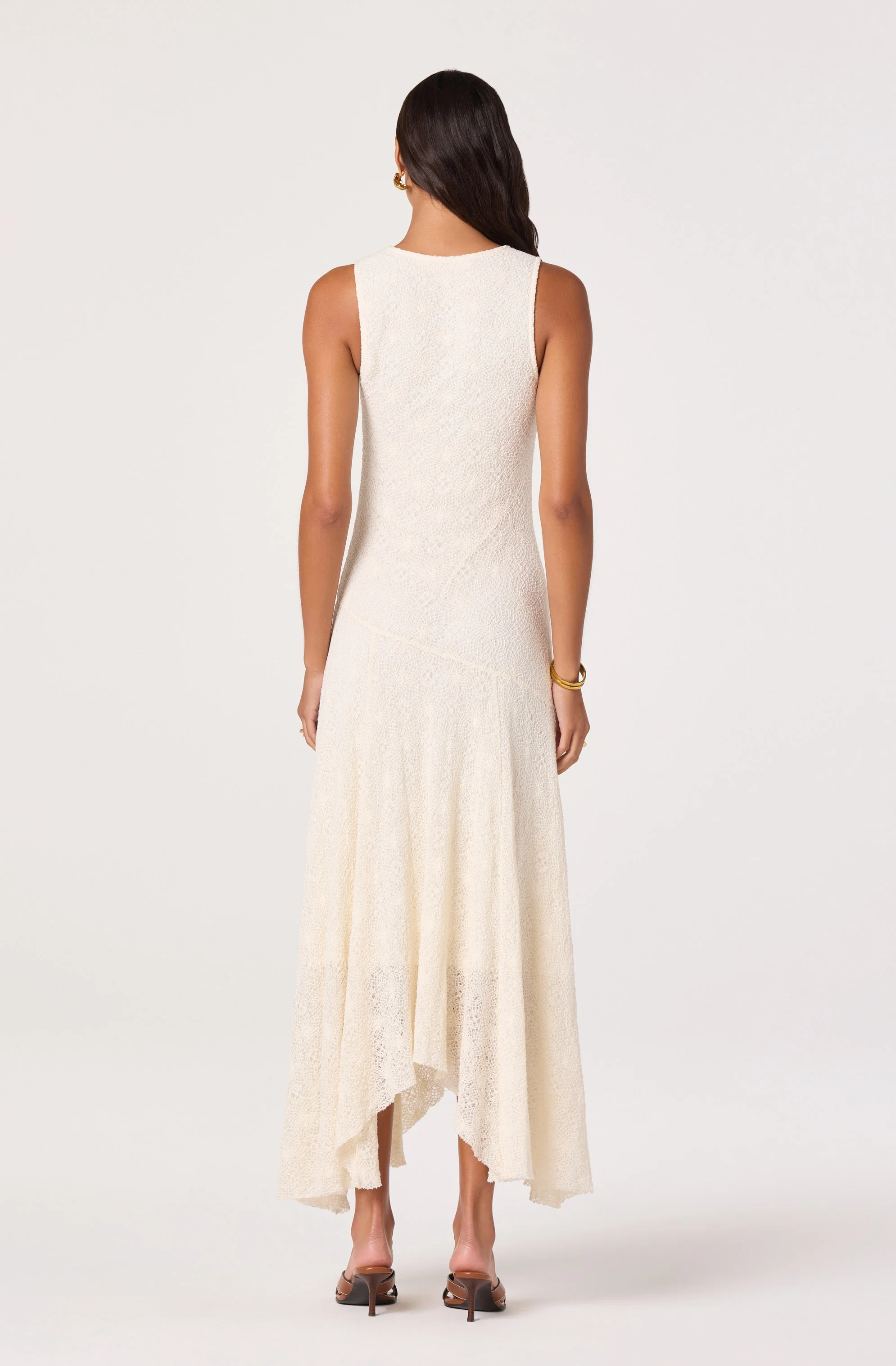 Freida Lace Knit Asymmetric Midi Dress