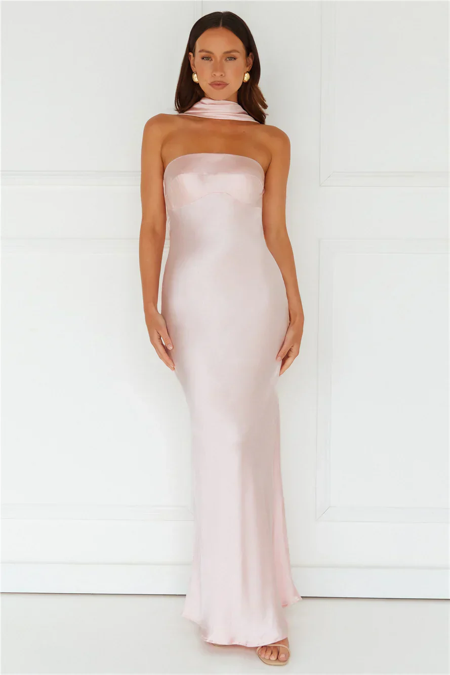 Precious Pearl Satin Maxi Dress