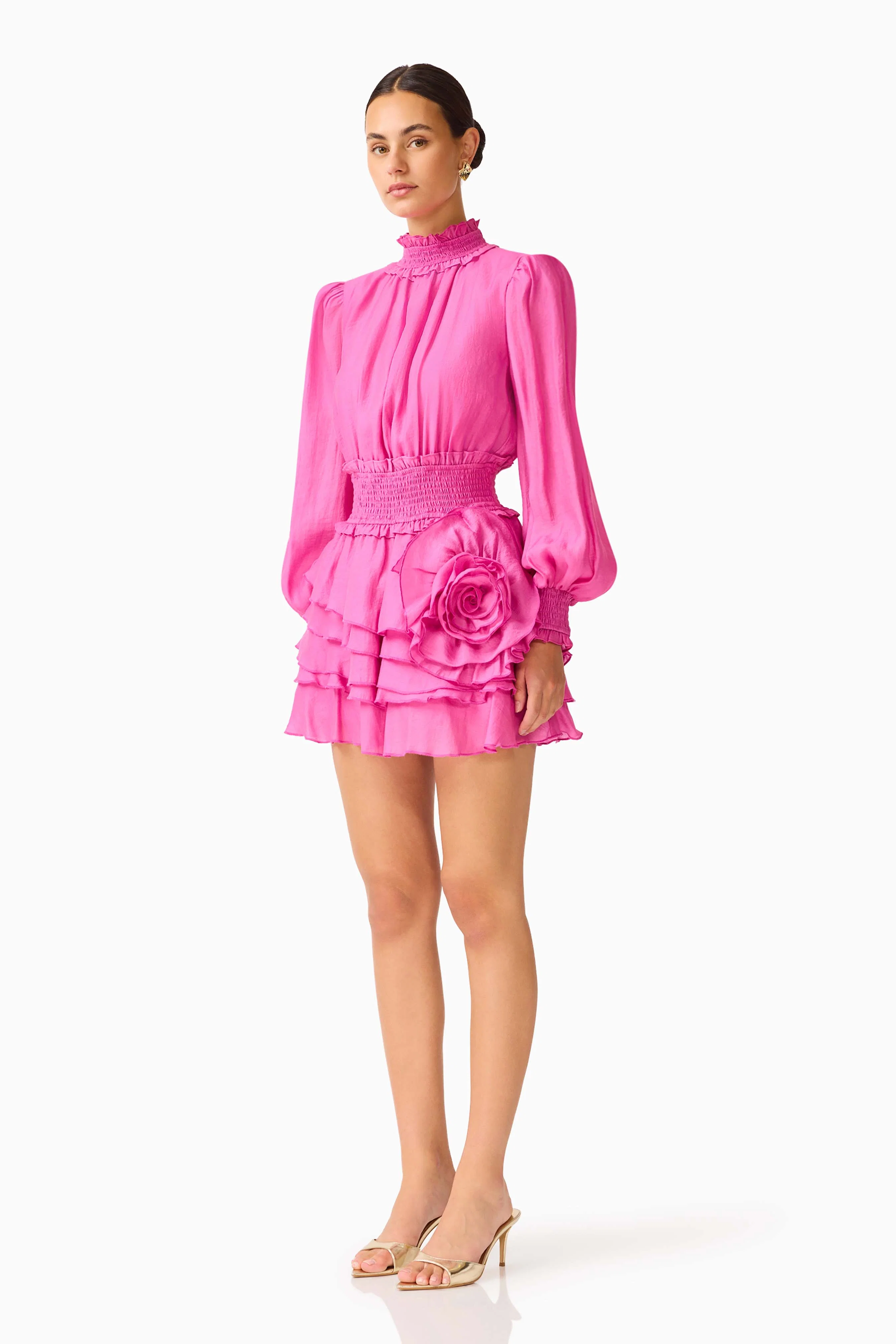 Rosera Long Sleeve Playsuit in Pink
