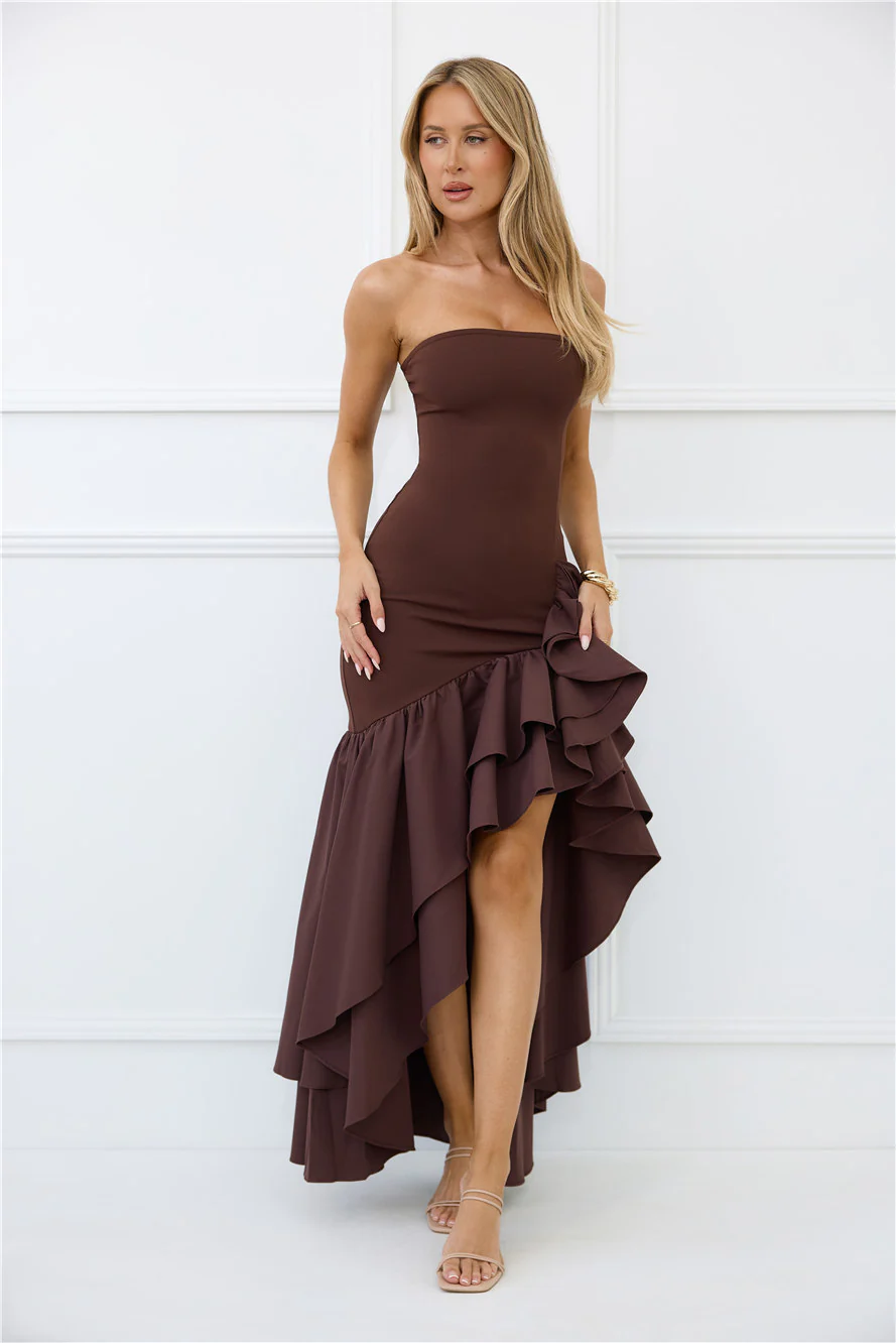 Extravagant Events Strapless Maxi Dress Brown