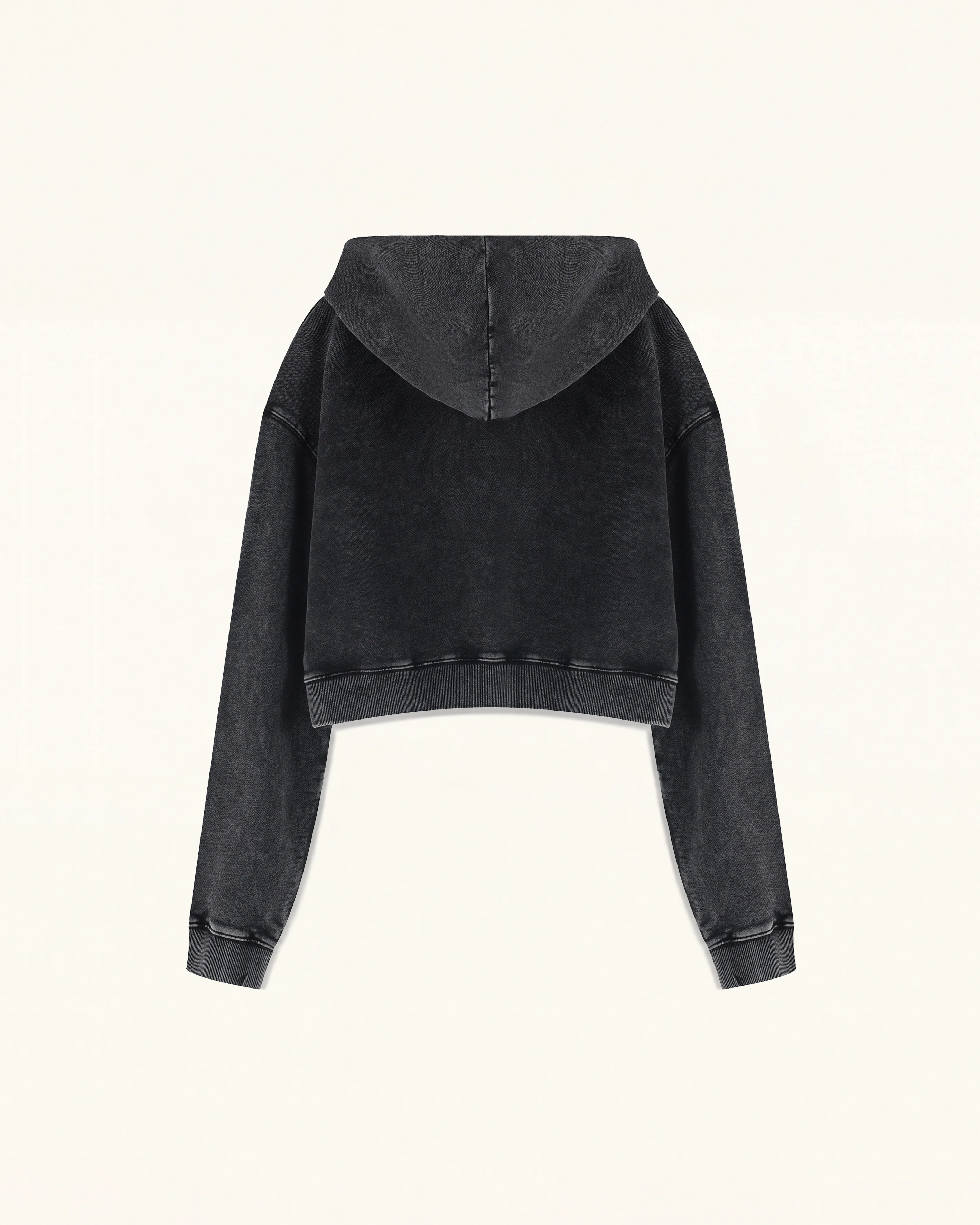 Whimsical Faux Embroidery Dachshund Cropped Hoodie - Black