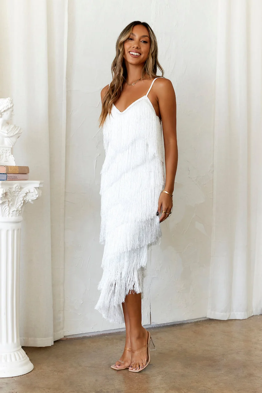 To Be Desired Midi Dress White