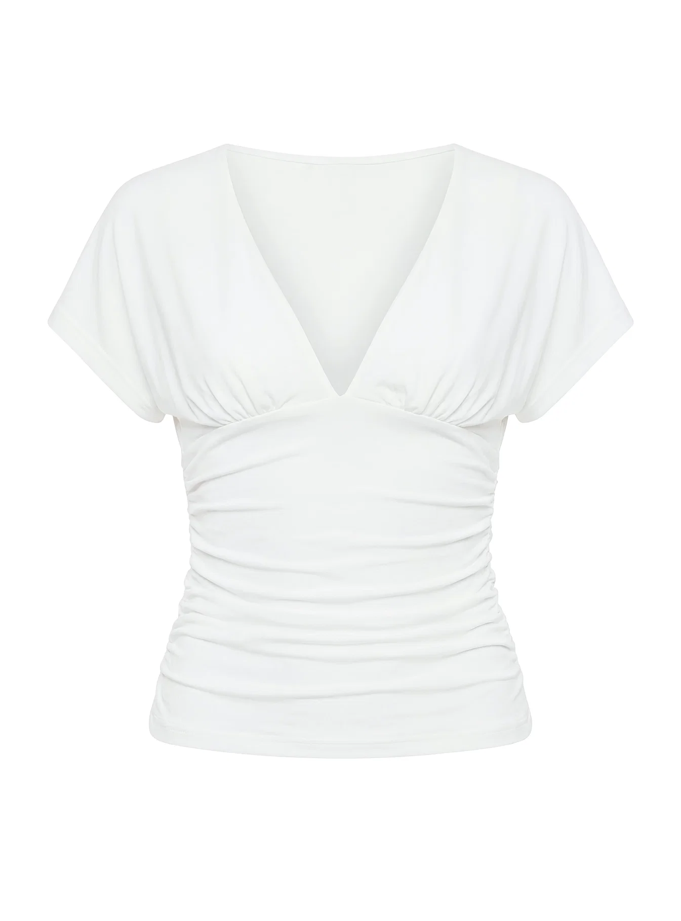 Mattey Cinched V Neck Top White