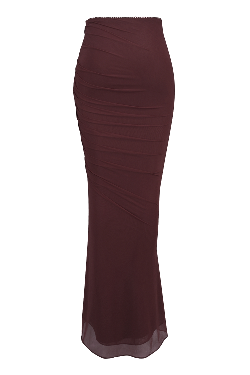 Cabernet Fluted Hem Mesh Maxi Skirt
