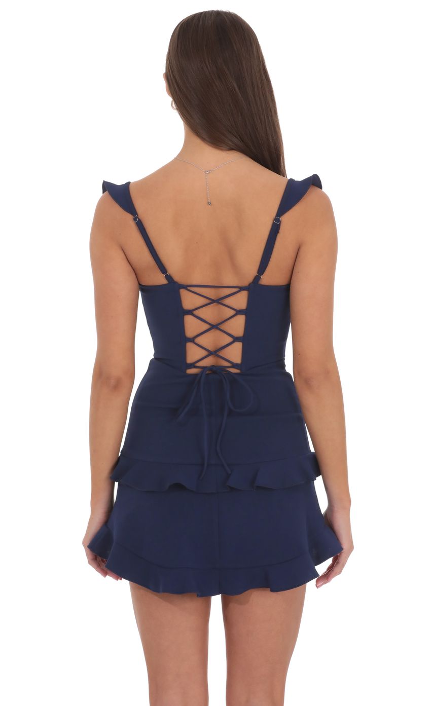 Ruffle Bodycon Dress in Navy