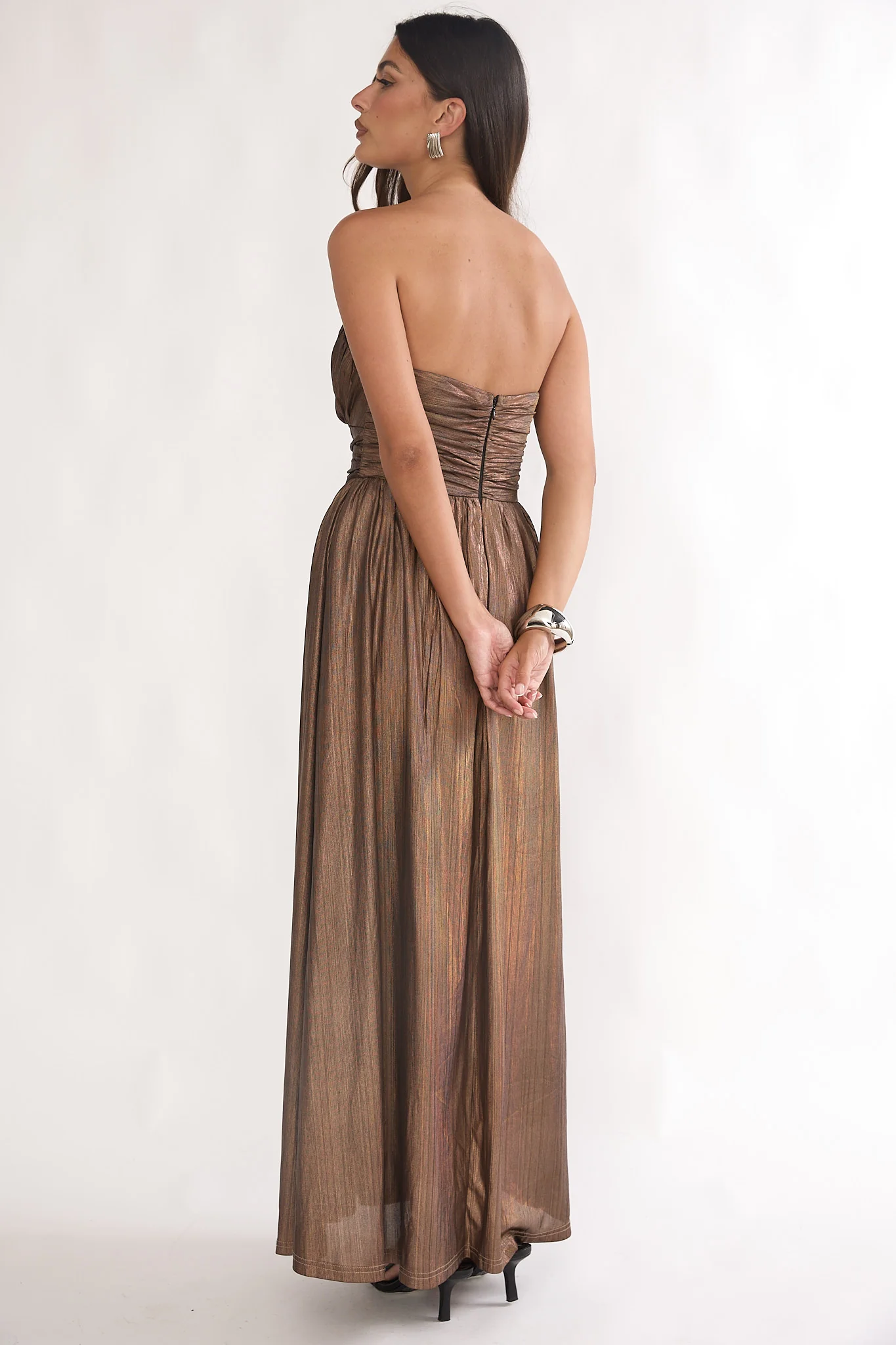 Marin Pointed Sweetheart Maxi Dress Gold - luluinthesky
