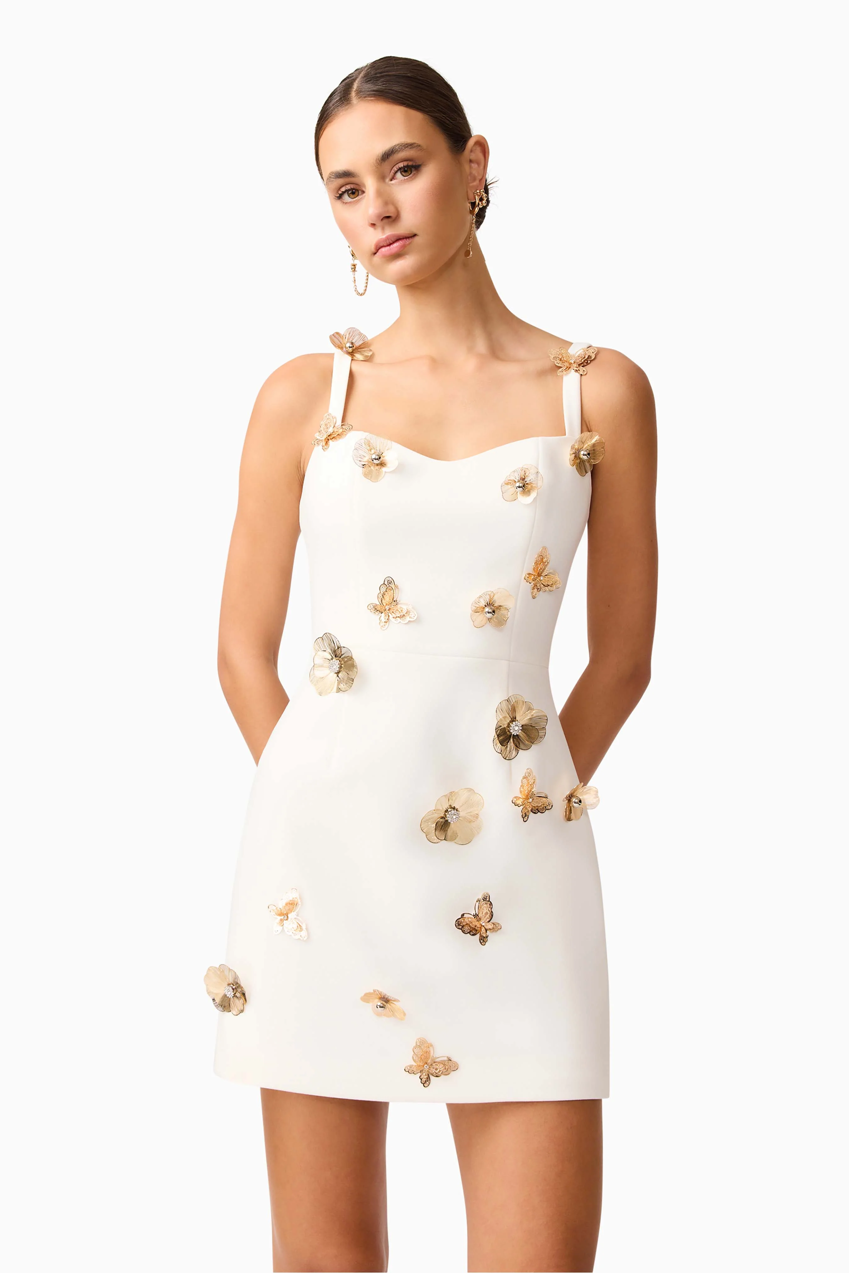 Mira Sweetheart Mini Dress in White