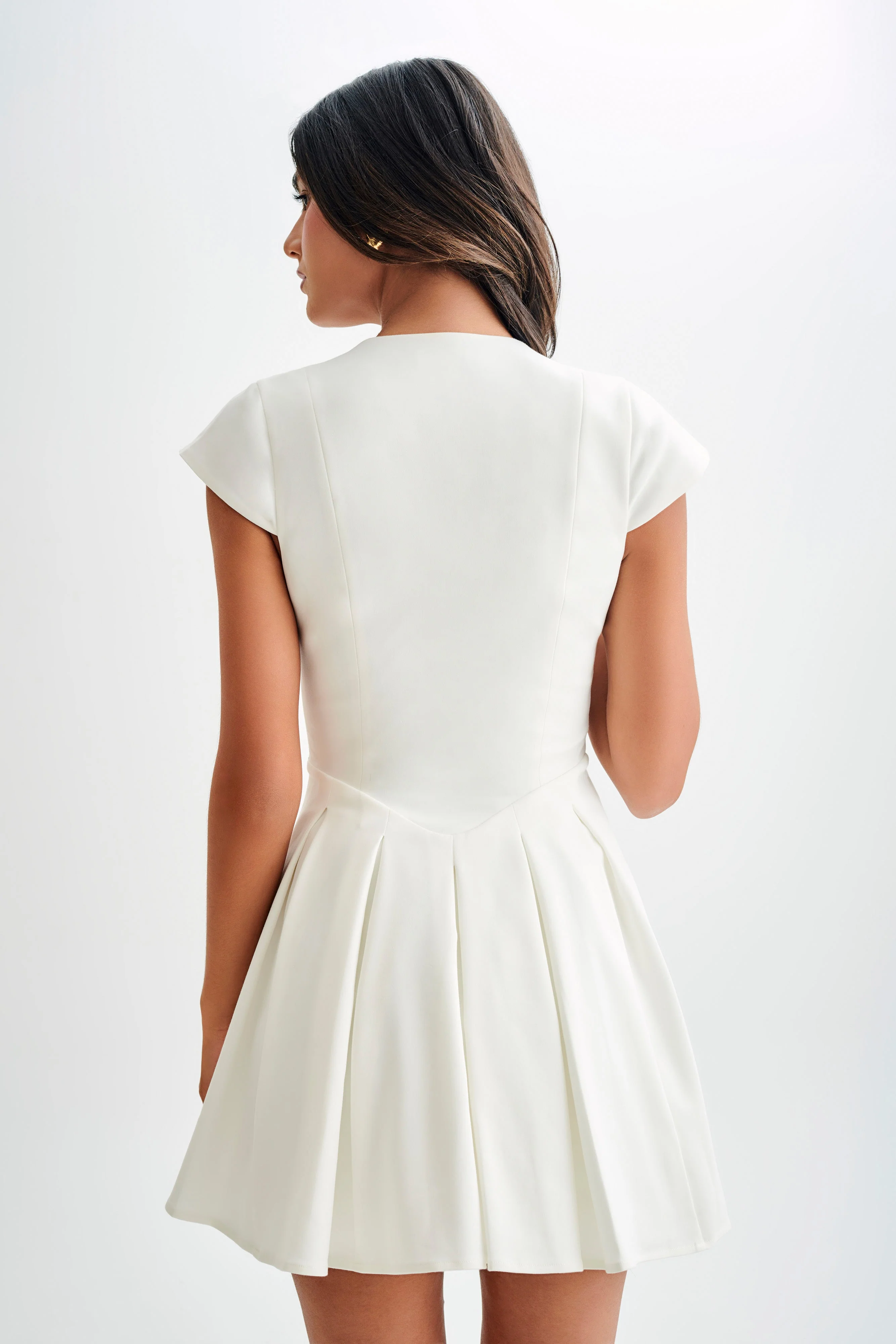 Keely Cotton Cap Sleeve Mini Dress - White - luluinthesky