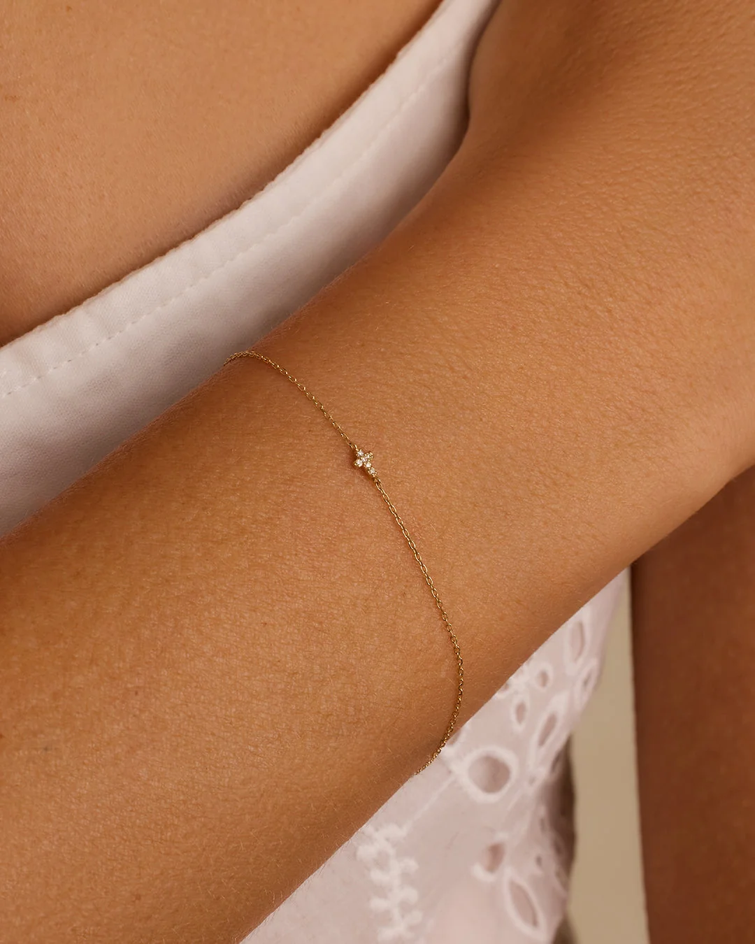 14K Diamond Cross Bracelet