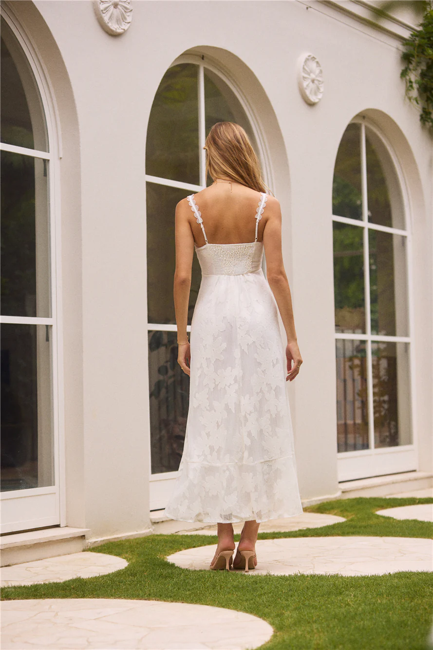 Garden Romance Midi Dress White - luluinthesky