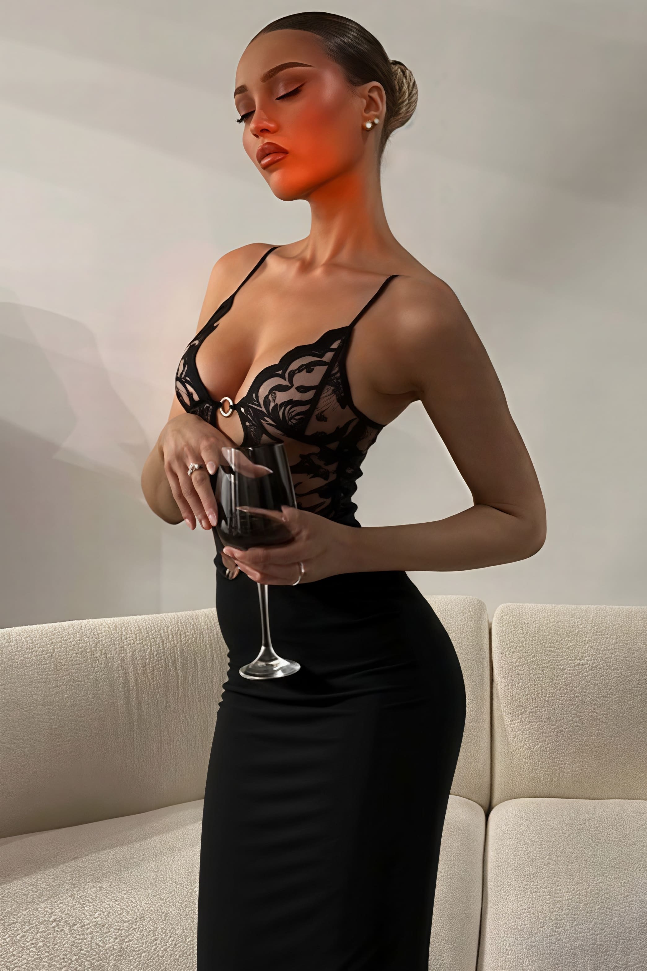 Sexy Lace Strapless Cami Bodycon Maxi Dress - luluinthesky