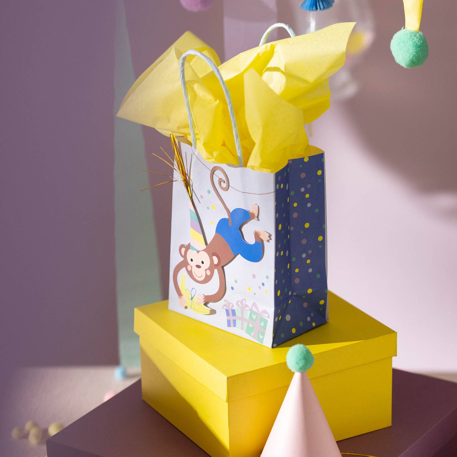 Geschenktüten-Set mit Seidenpapier Bunt, 4 -tlg.