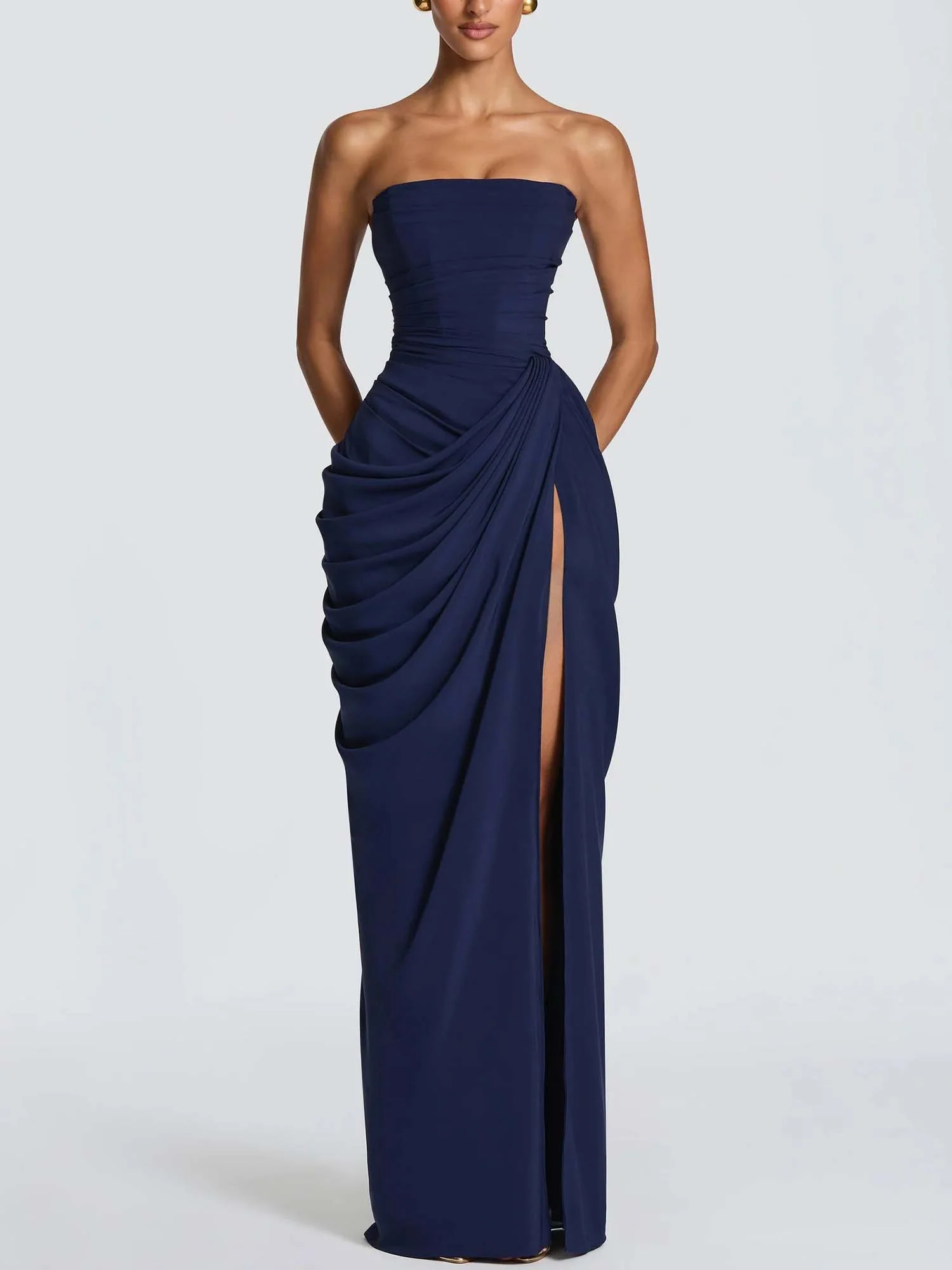 Ethereal Sculpted Draping  Maxi Dress