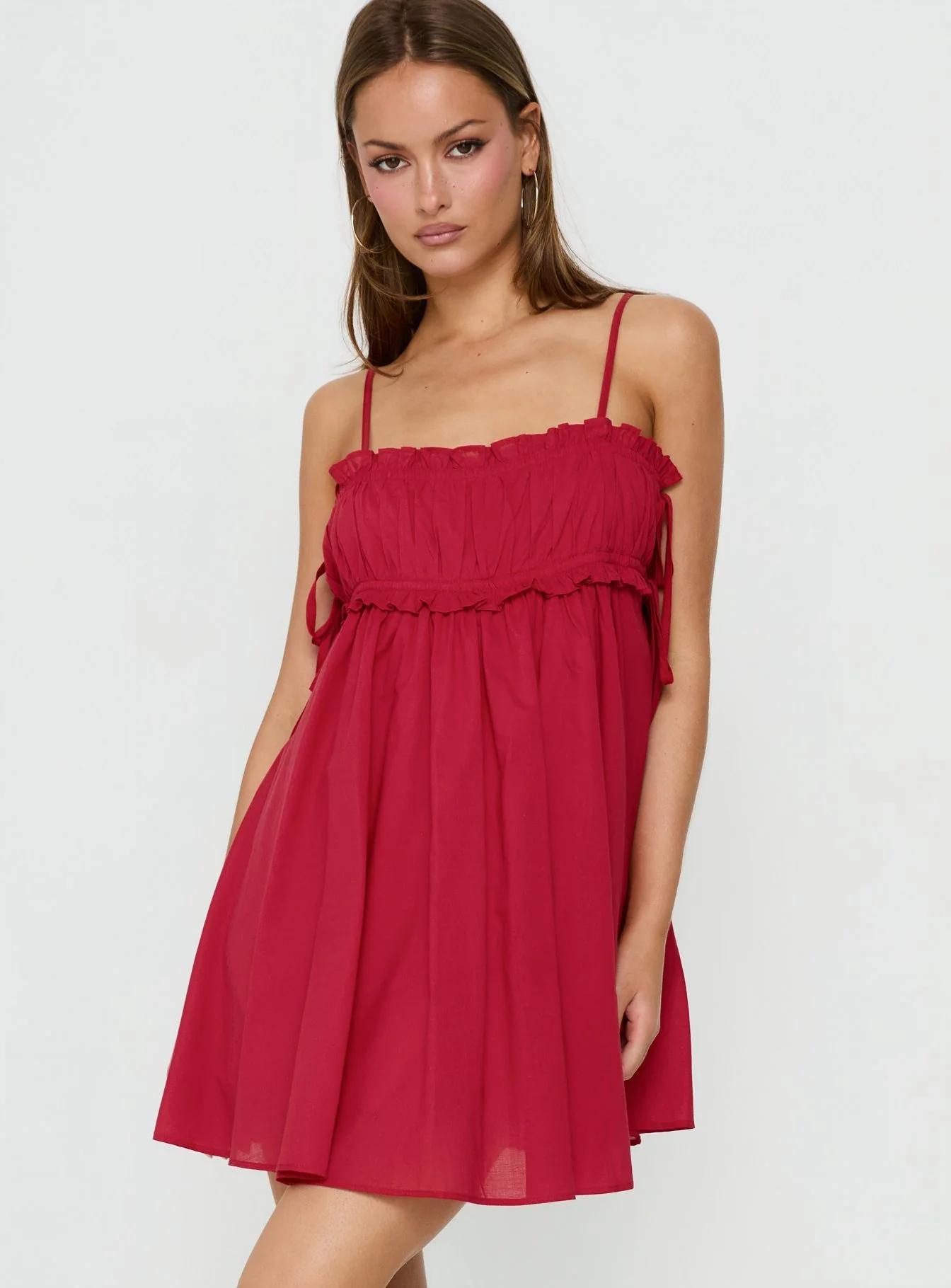 Beya Ruched Bust Mini Dress Red