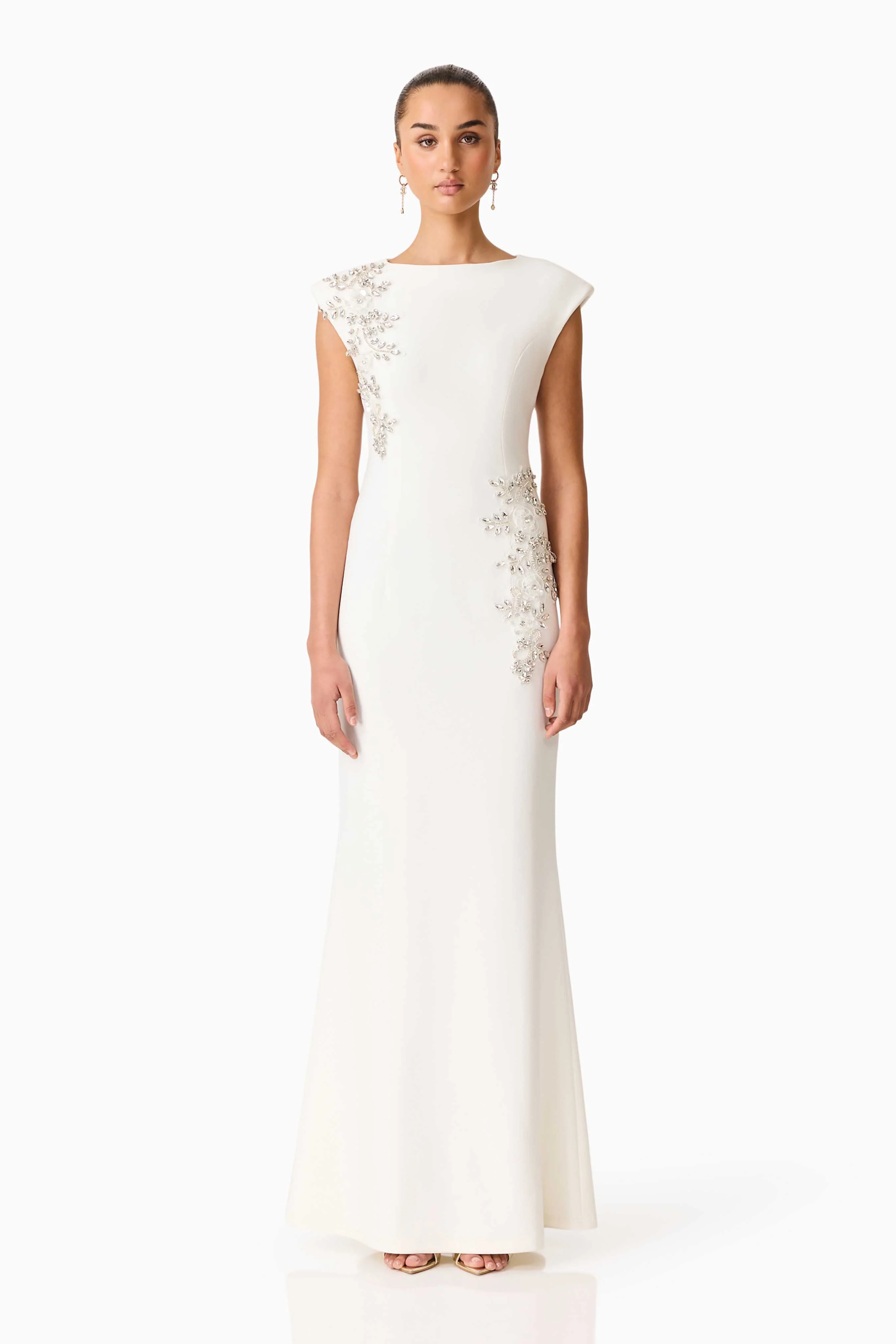 Veda Embellished Gown in White
