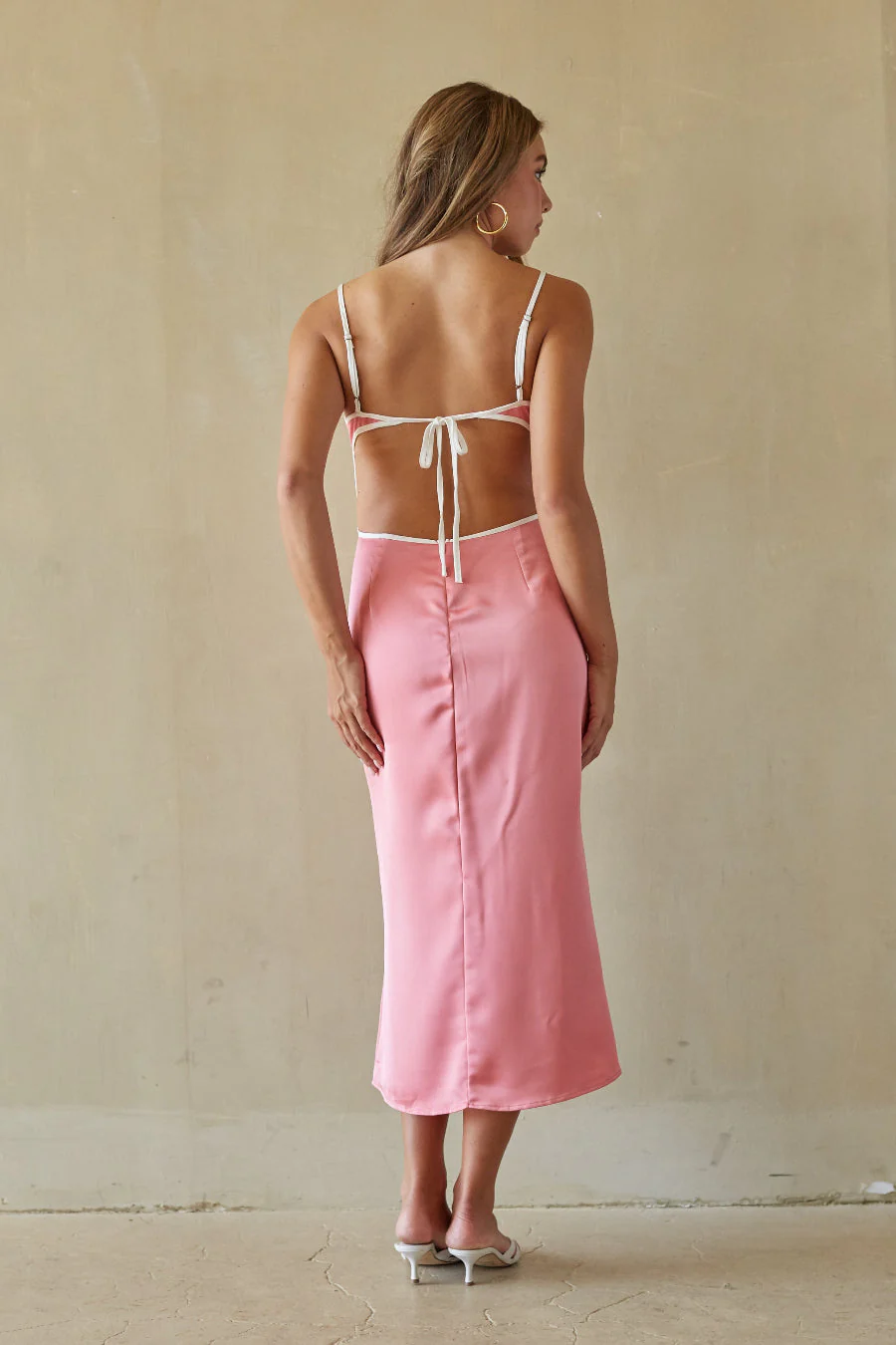 Adalyn Contrast Satin Midi Dress