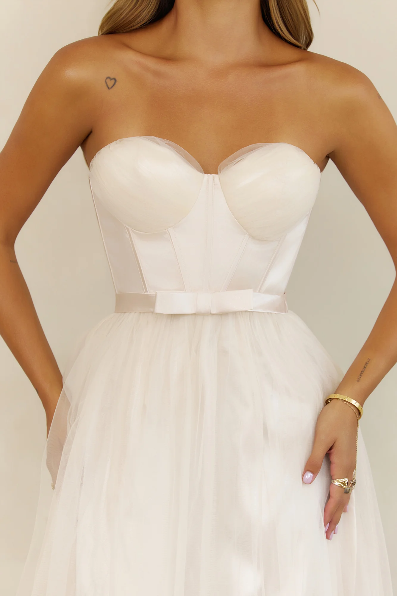 First Kiss Feeling Strapless Maxi Dress Cream