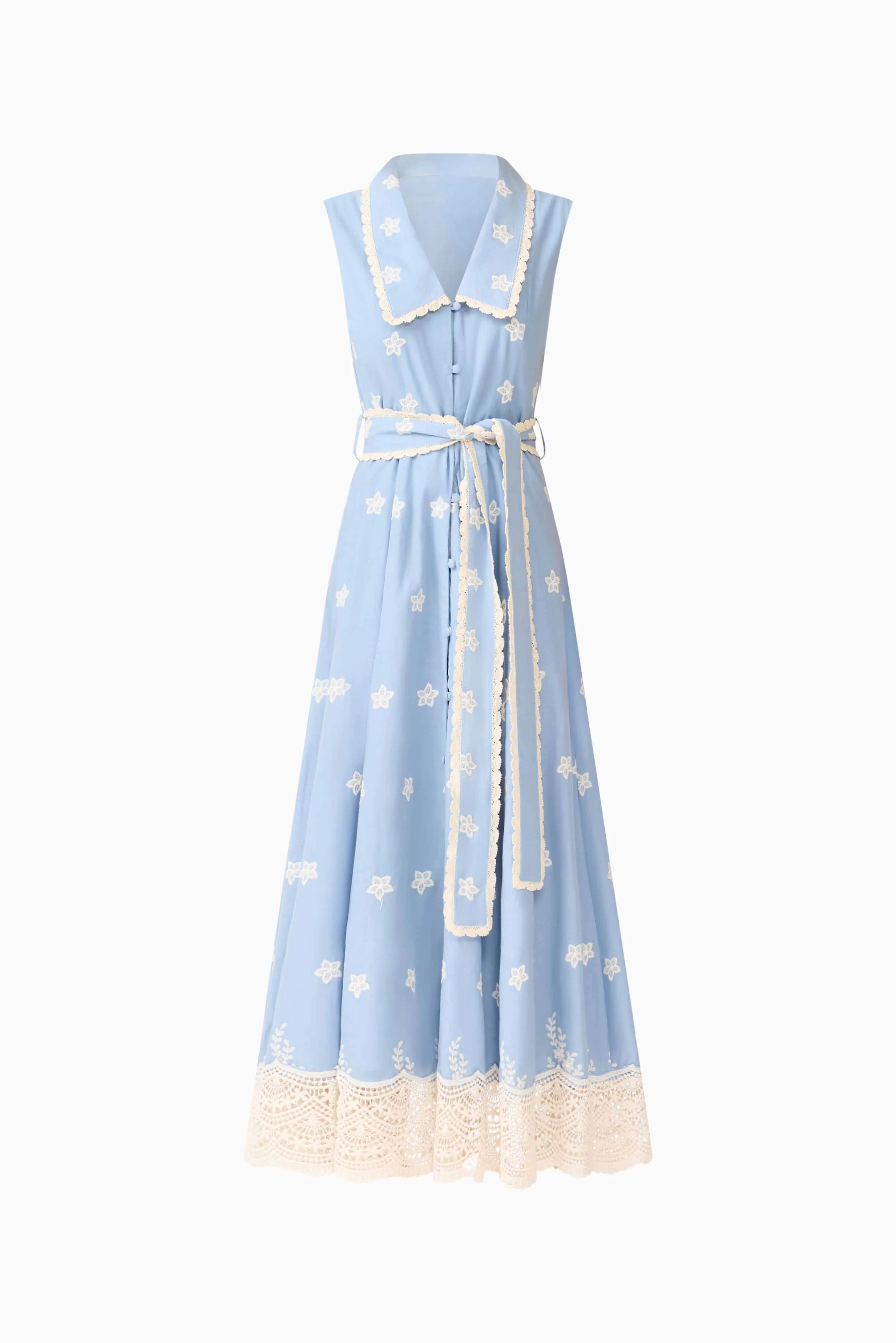 CURAAE Estella Midi Dress in Blue & Cream
