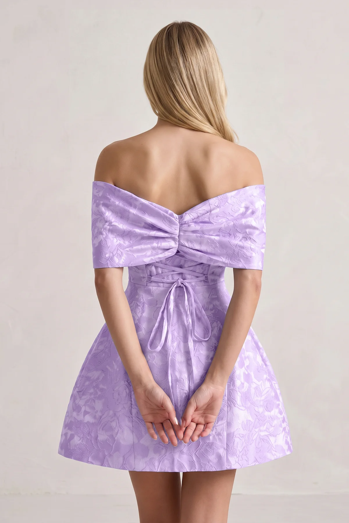 Pink Off The Shoulder Jacquard A Line Homecoming Dress With Appliques