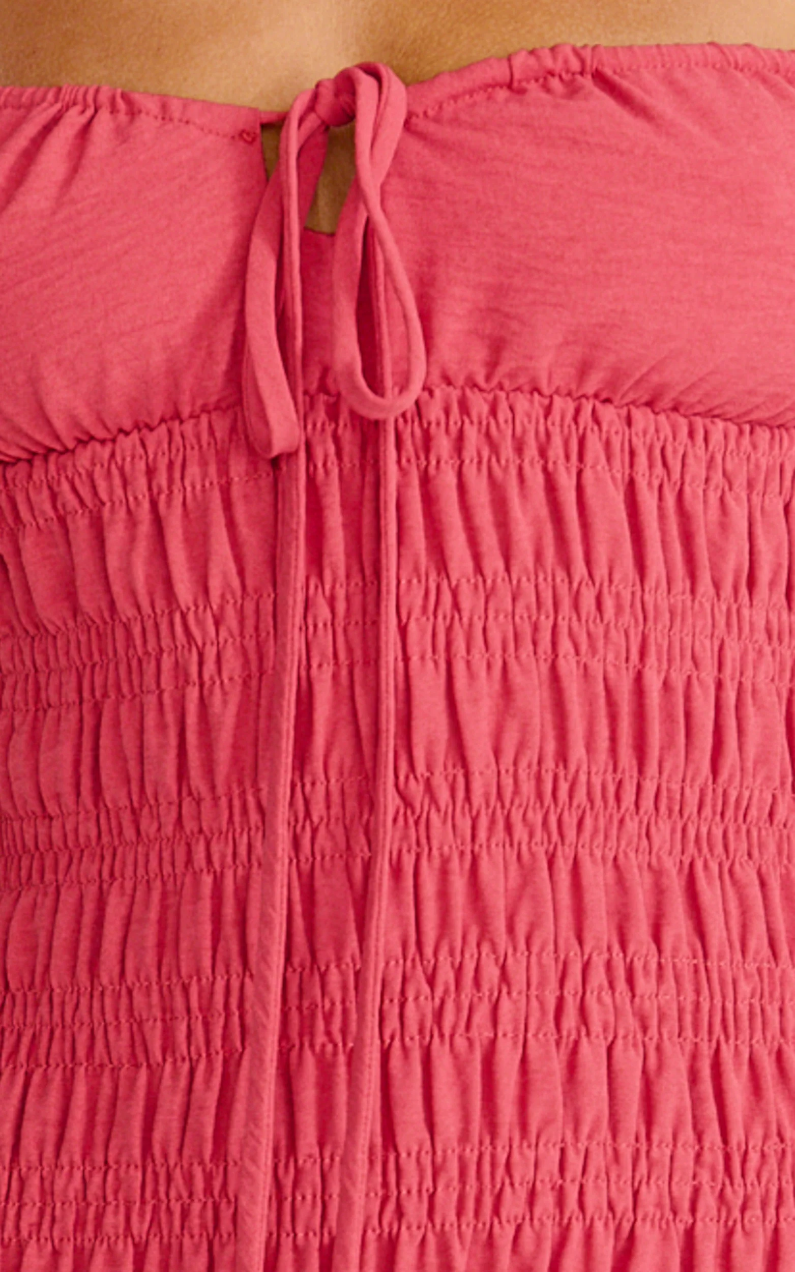 Eloise Midi Dress - Shirred Bodice Split Leg A Line Dress in Rose