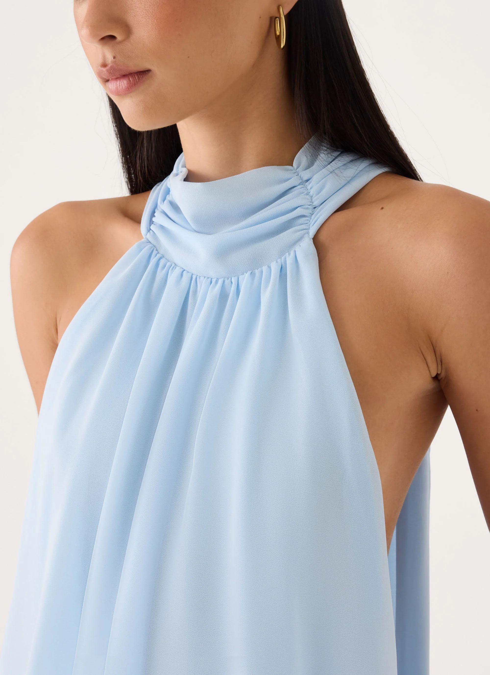 Verbina Scarf Mini Dress - Blue - luluinthesky