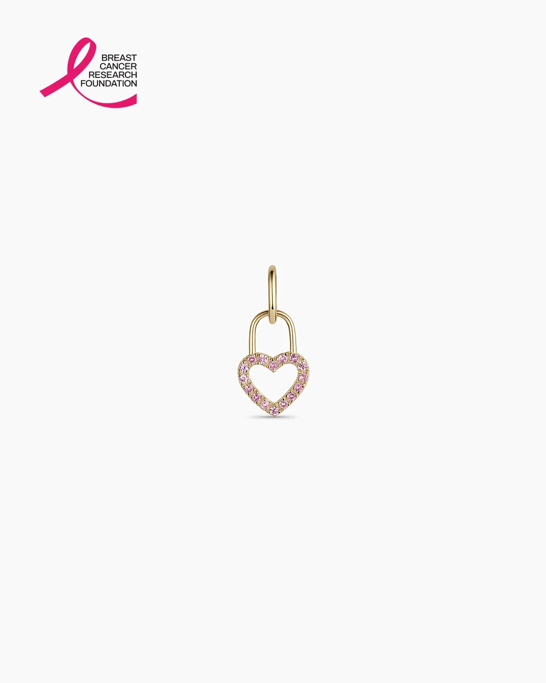 BCRF Pink Sapphire Heart Padlock Charm